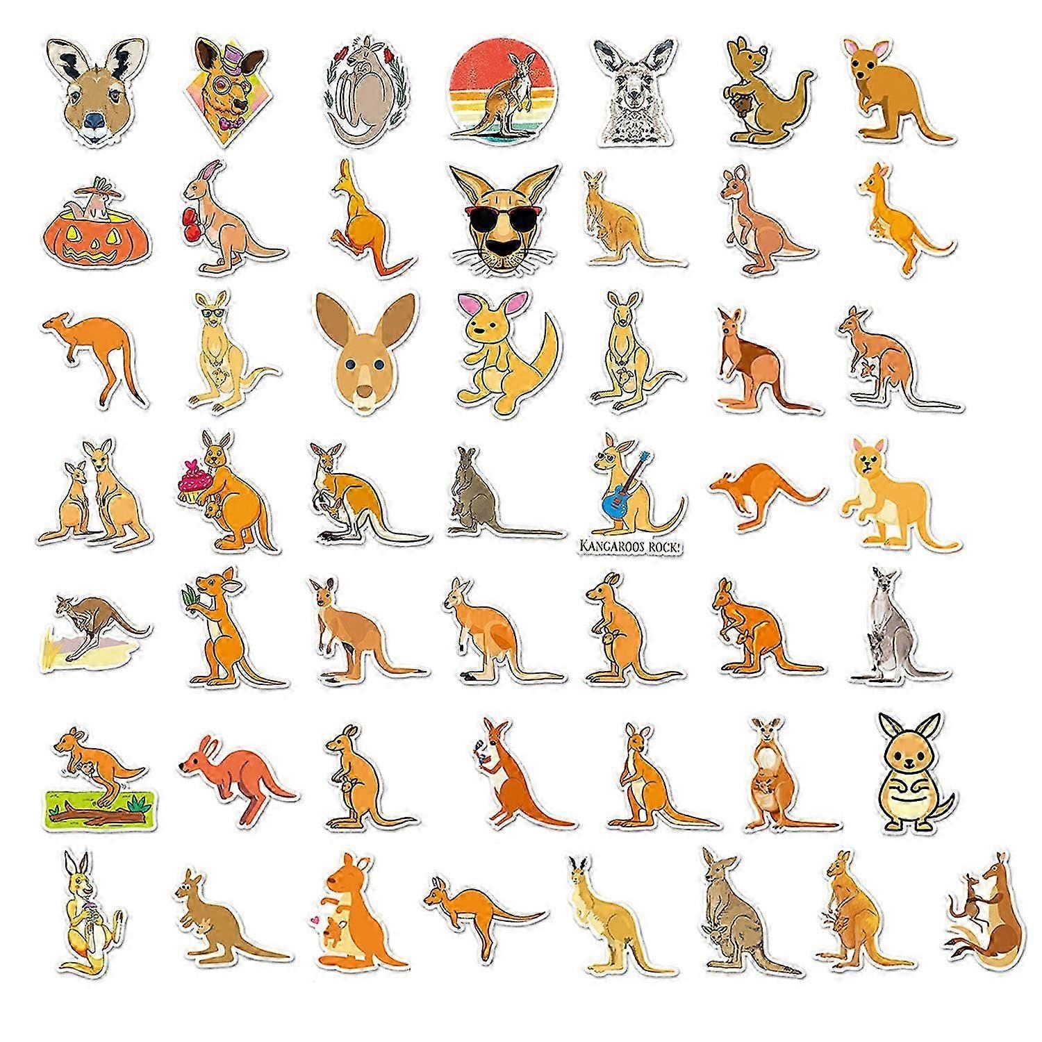 2025 Latest Model 50Pcs/Set Kangaroo Sticker Waterproof Self-adhesive Scrapbook