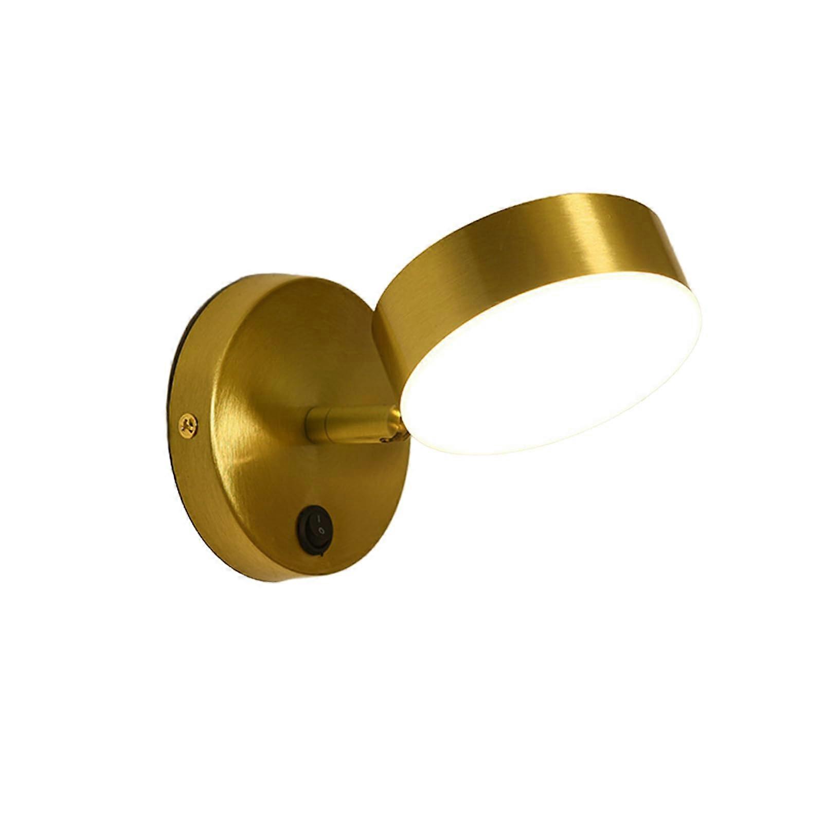 Modern Brass Wall Light with Switch, Adjustable LED, 3 Colour Temperatures, Swivelling Wall Lamp, Indoor Bedroom Use (B)