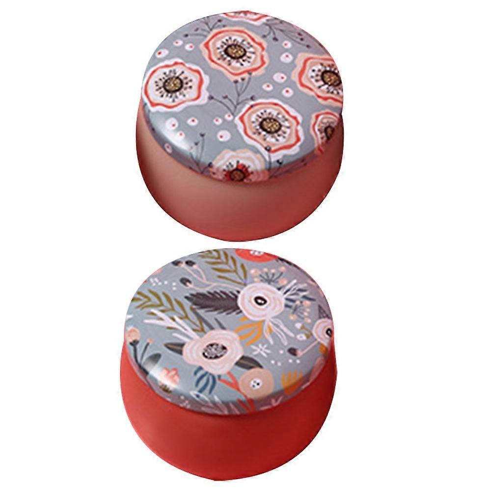 2pcs Vintage Style Tinplate Canisters with Lids – Compact Sealed Storage Jars for Tea, Coffee, Snacks & Candy – Unique Patterned Kitchen Pantry