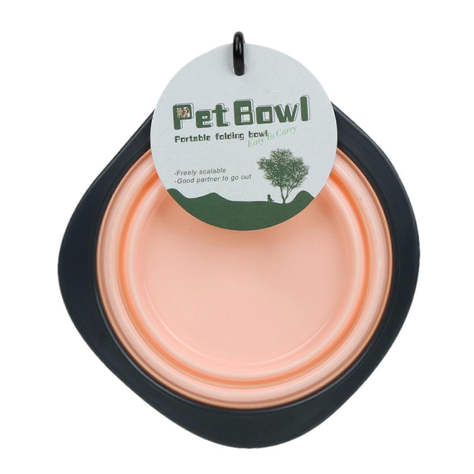 Portable Dog Bowl Travel Food Container for Pets While Camping and Hiking, Pink