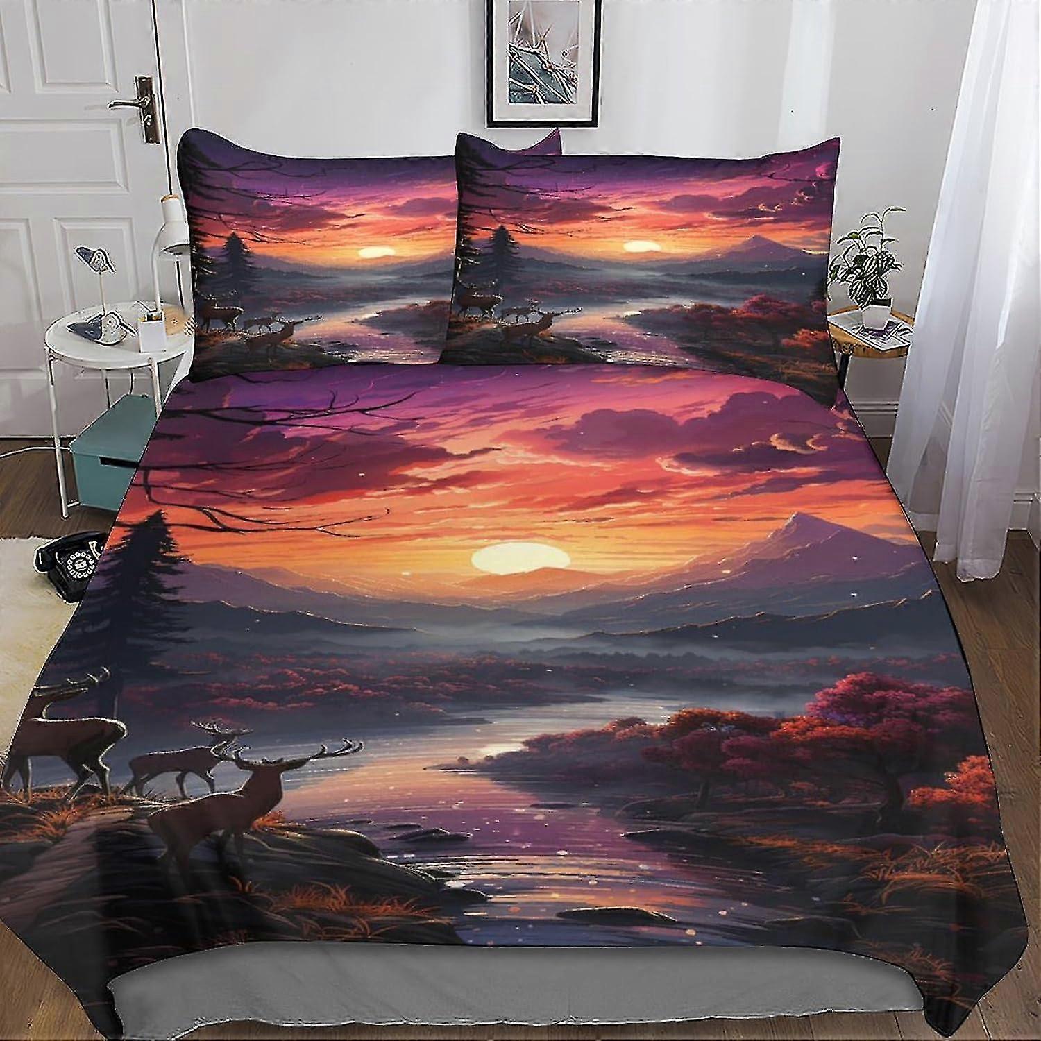 3D Printed Bedding Set with Zipper Closure, Unique Design, Anti-allergic Wild Animals Quilt Cover, Suitable for Various Brands