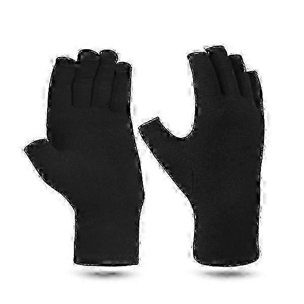 Fingerless Compression Gloves 1 Pair of Black Medium Size