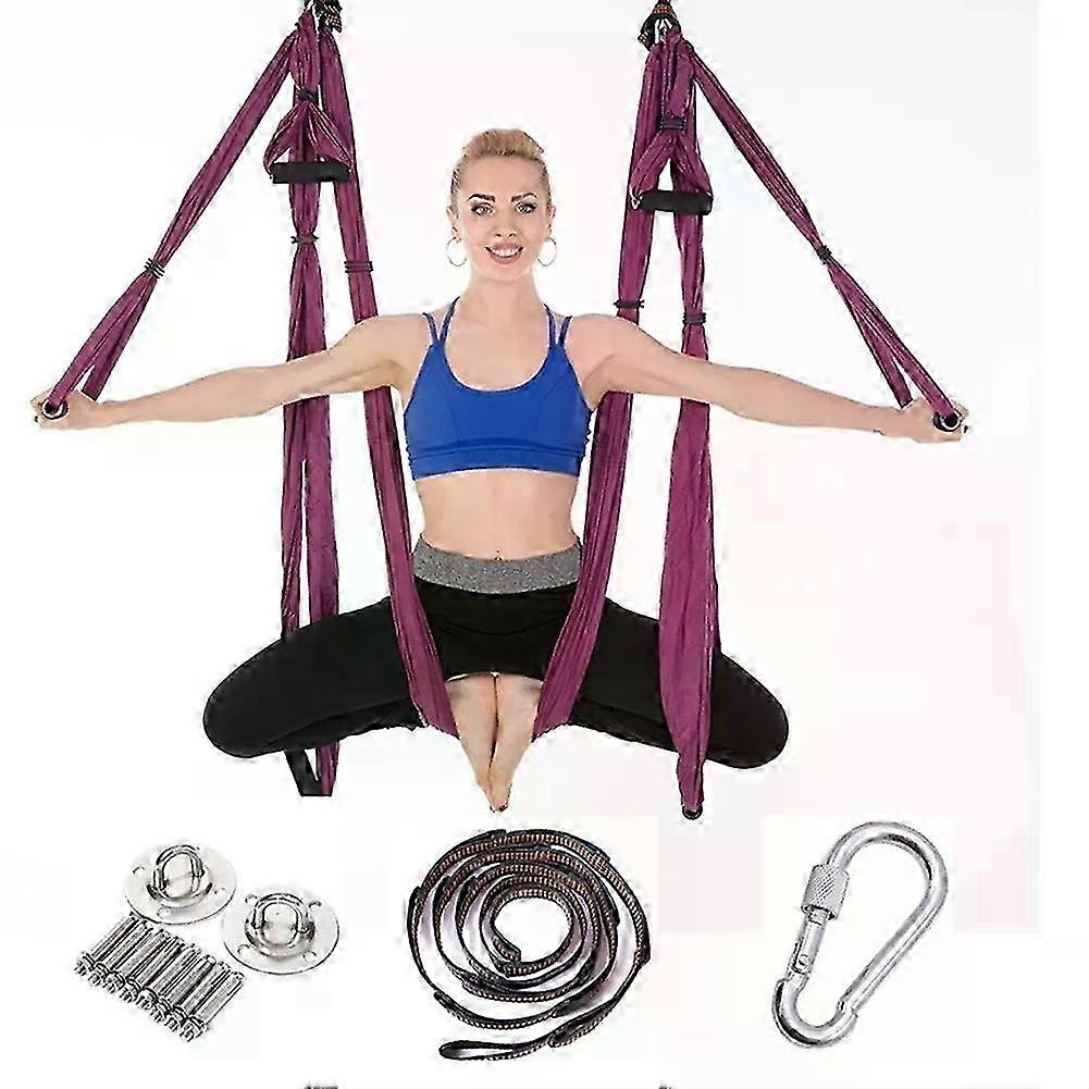 Aerial Yoga Hammock Set with Hanging Belt and Ceiling Plates for Home Gym Fitness 2.5*1.5m