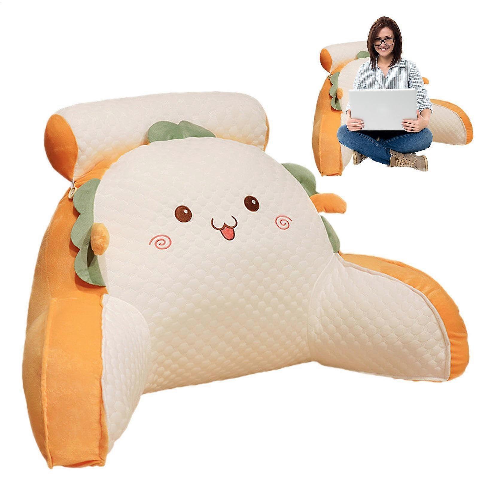 Reading Pillow with Shredded Memory Foam, Back Cushion for Sitting in Bed, Reading, Gaming, Watching TV, Bed Chair Cushion with Arms, 70x50cm