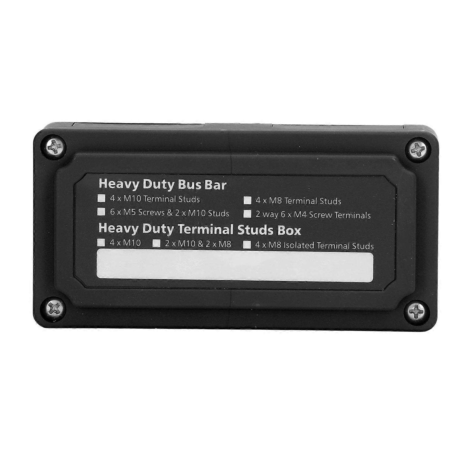 Bus Bar Box with Screws M10 Terminal Studs Power Junction Distribution Block Busbar Box 48V 300A Black 