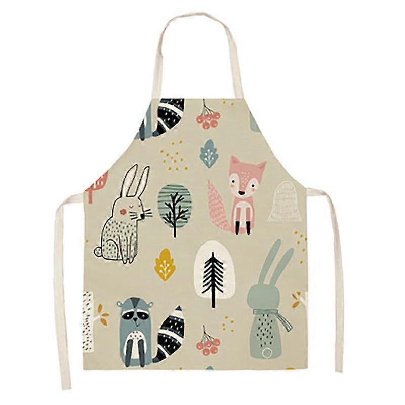Children's Multifunctional Apron with Cute Patterns, Suitable for Cooking, Baking, Painting, Beige