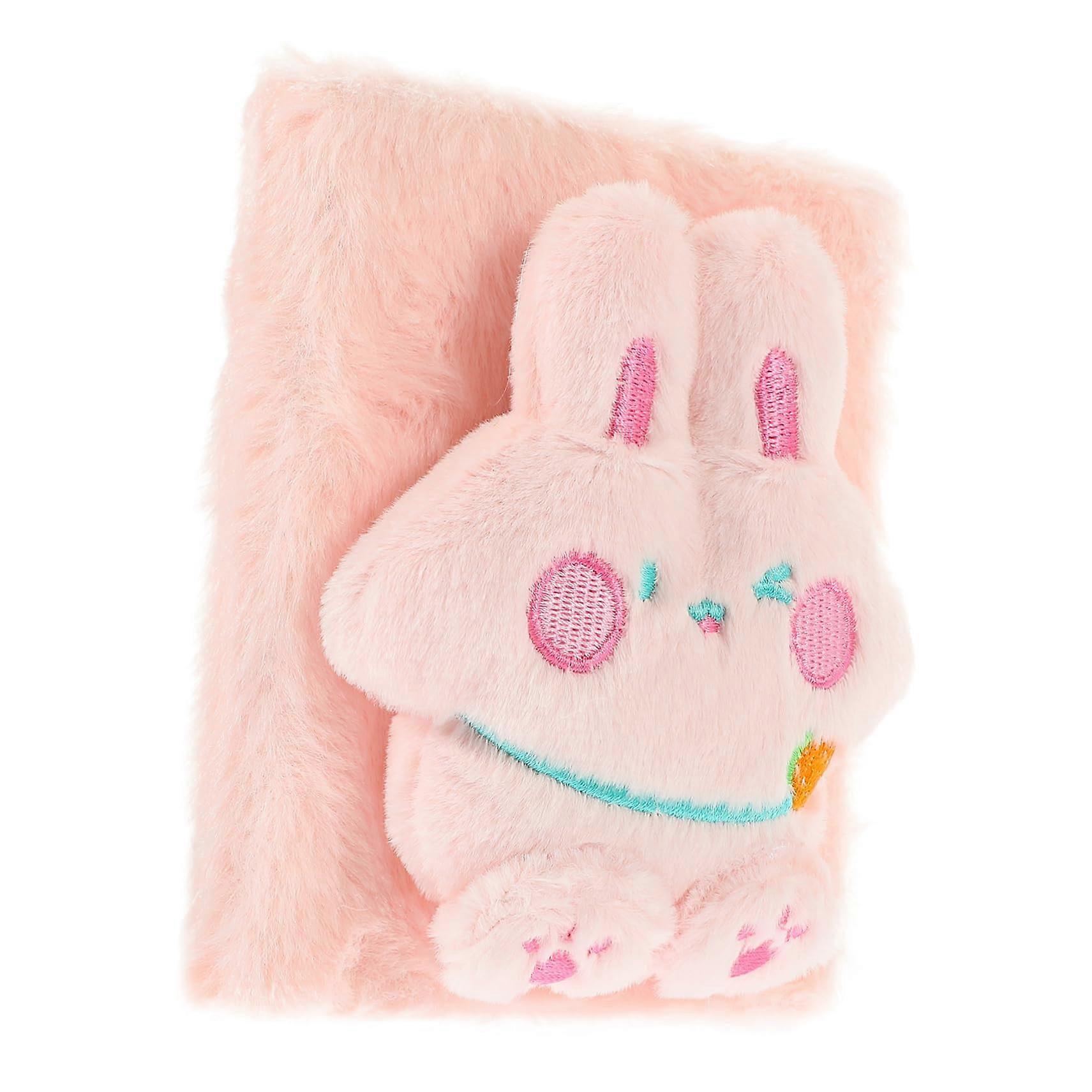 Girl's cartoon plush notebook, stuffed animal holder, keychain plush mouse pillow, large gel plush cover, frog fluffy blanket, plush, paper pink