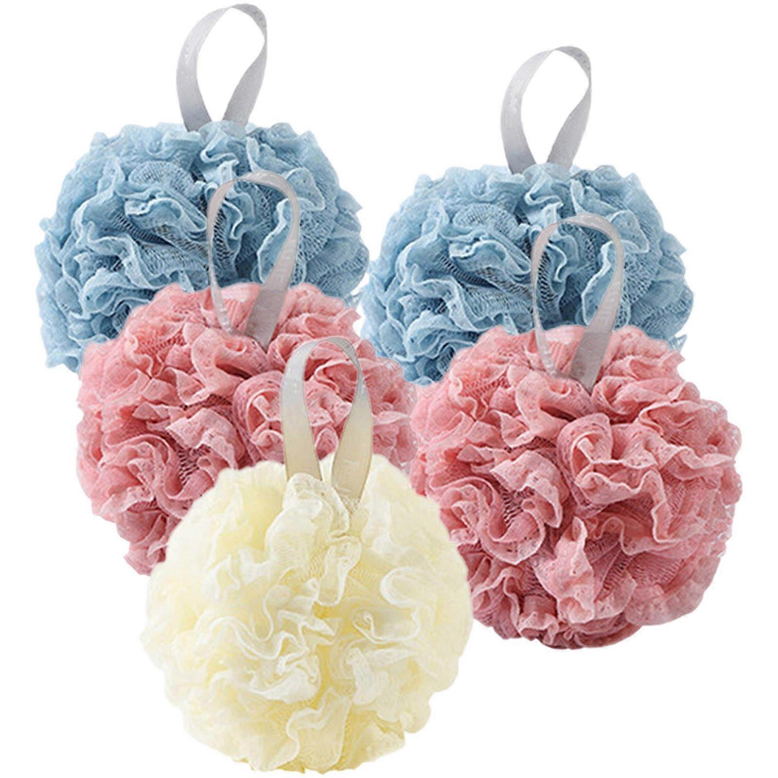 Lace Design Bath Sponge Eliminate Fatigue Useful Shower Poufs Adults 5Pcs