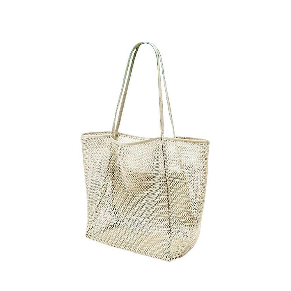 Large capacity mesh tote bag beige