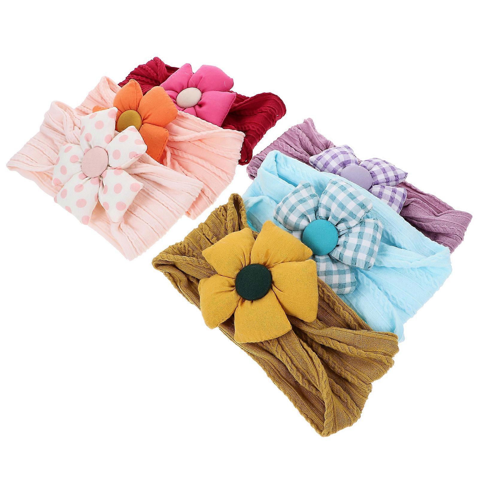 6pcs Soft Elastic Flower Headbands for Girls, Comfortable Lightweight Hair Accessories for Newborns, Parties, and Photo Sessions