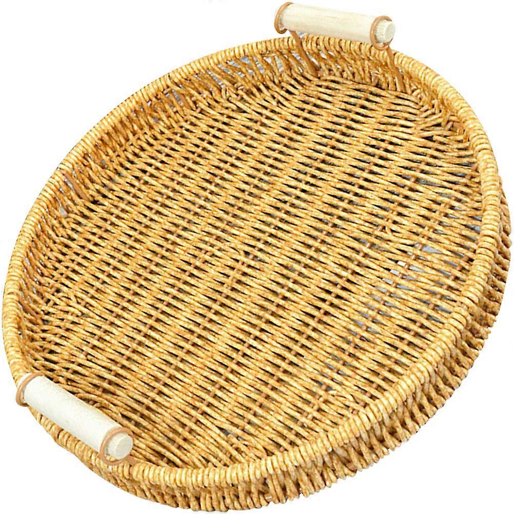 Construction Woven Storage Baskets for Fruits and Snacks Khaki 9.4×9.4×1.2in Organizing 1Pcs