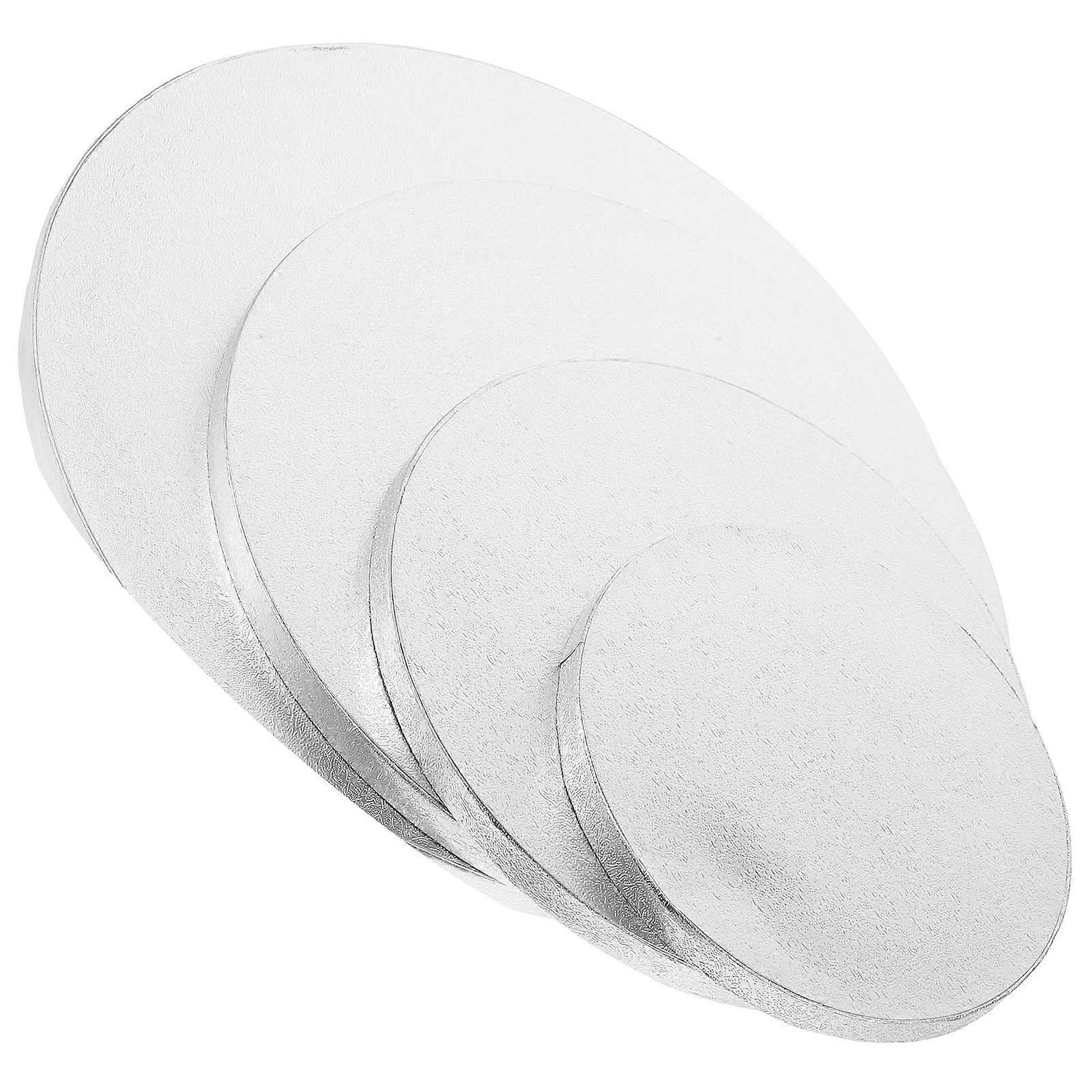 Cake Display Base Round Practical Cake Trays Decoration Silver 8 Inches 4Pcs