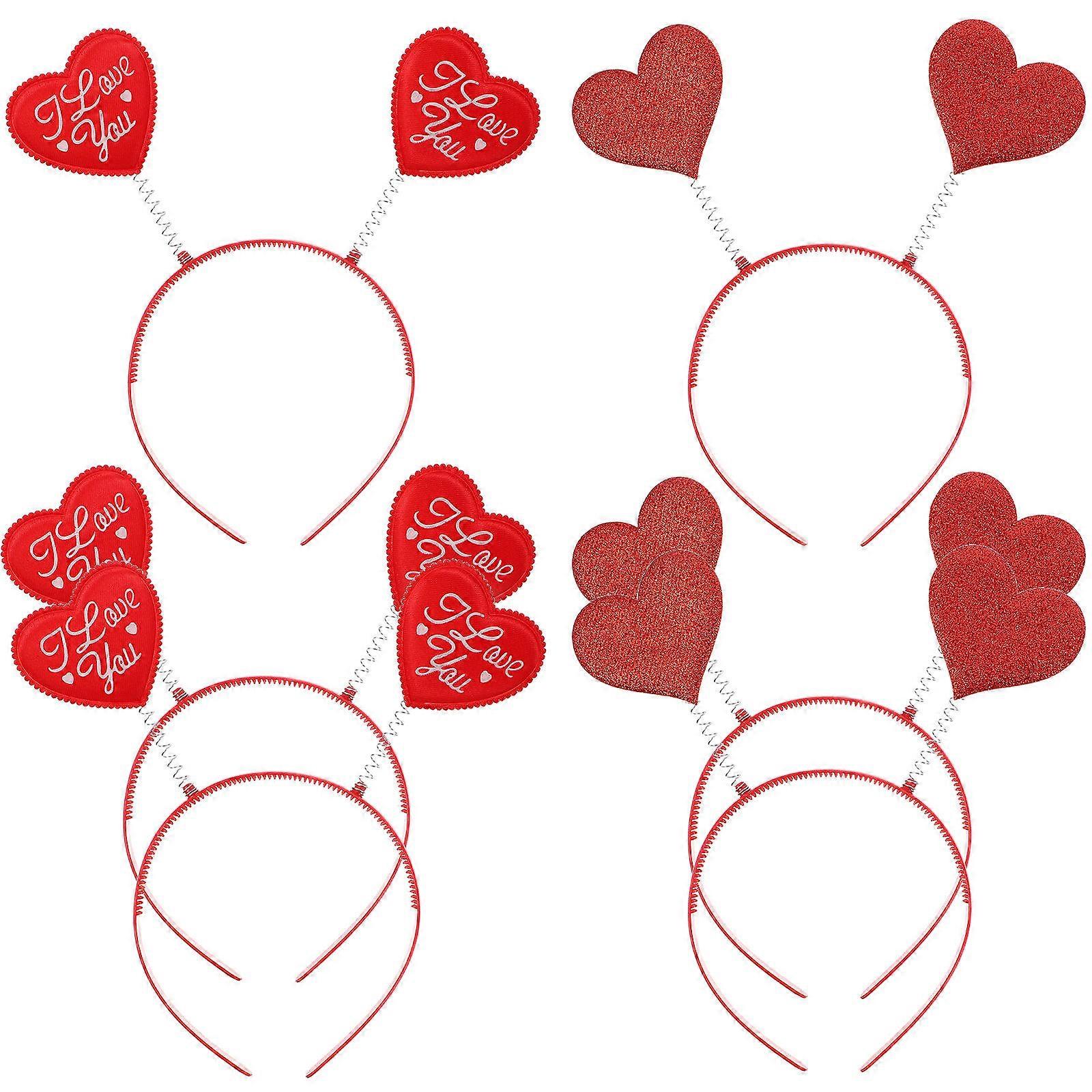 Red Heart Headband Valentines Day Party Accessories 21x10cm 6Pack