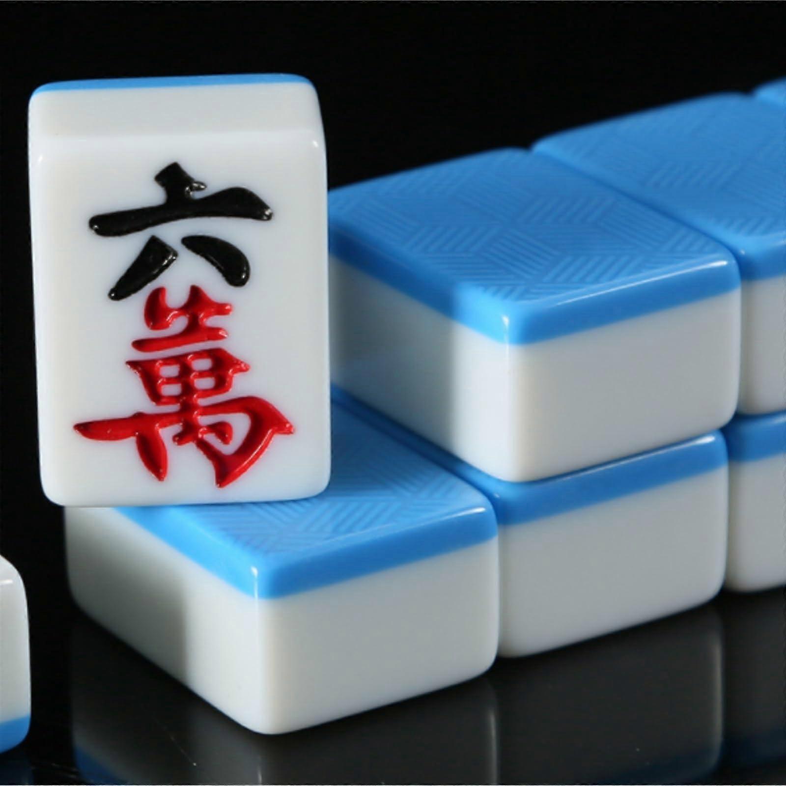 Chinese Mahjong Game Set, 136 Resin Tiles, Green, 50mm Size, Durable and Stylish Mahjong Playing Pieces