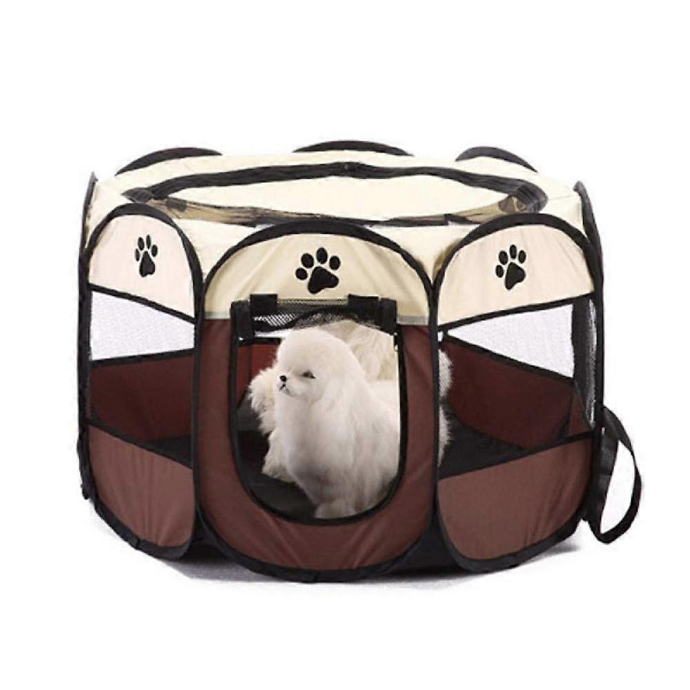 Portable Foldable Pet Tent Dog Kennel Cage for Dogs and Cats, Octagonal Playpen, Burgundy, Easy Setup, Large Size