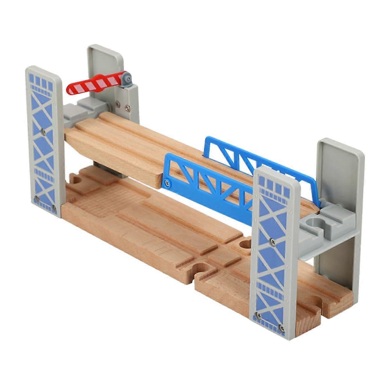 Wooden Train Tracks With Bridge Double-Deck Overpass For Ages Educational Toy Compatible With Standard Wooden Tracks