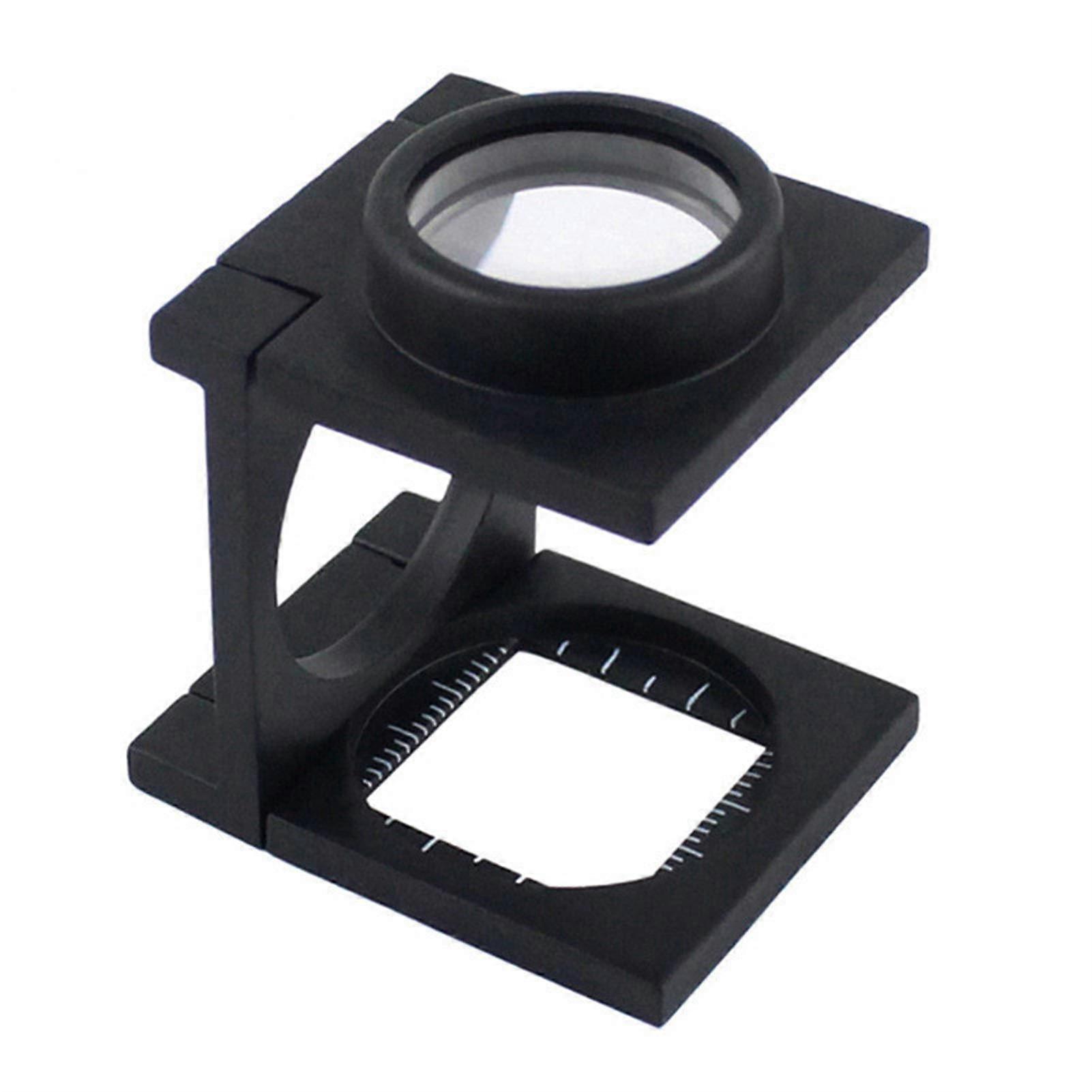 20x K9 Optical Glass Lens Mini Magnifier Zinc Alloy Black Stoving Varnish Triple Foldable Fabric Mirror Wisdom