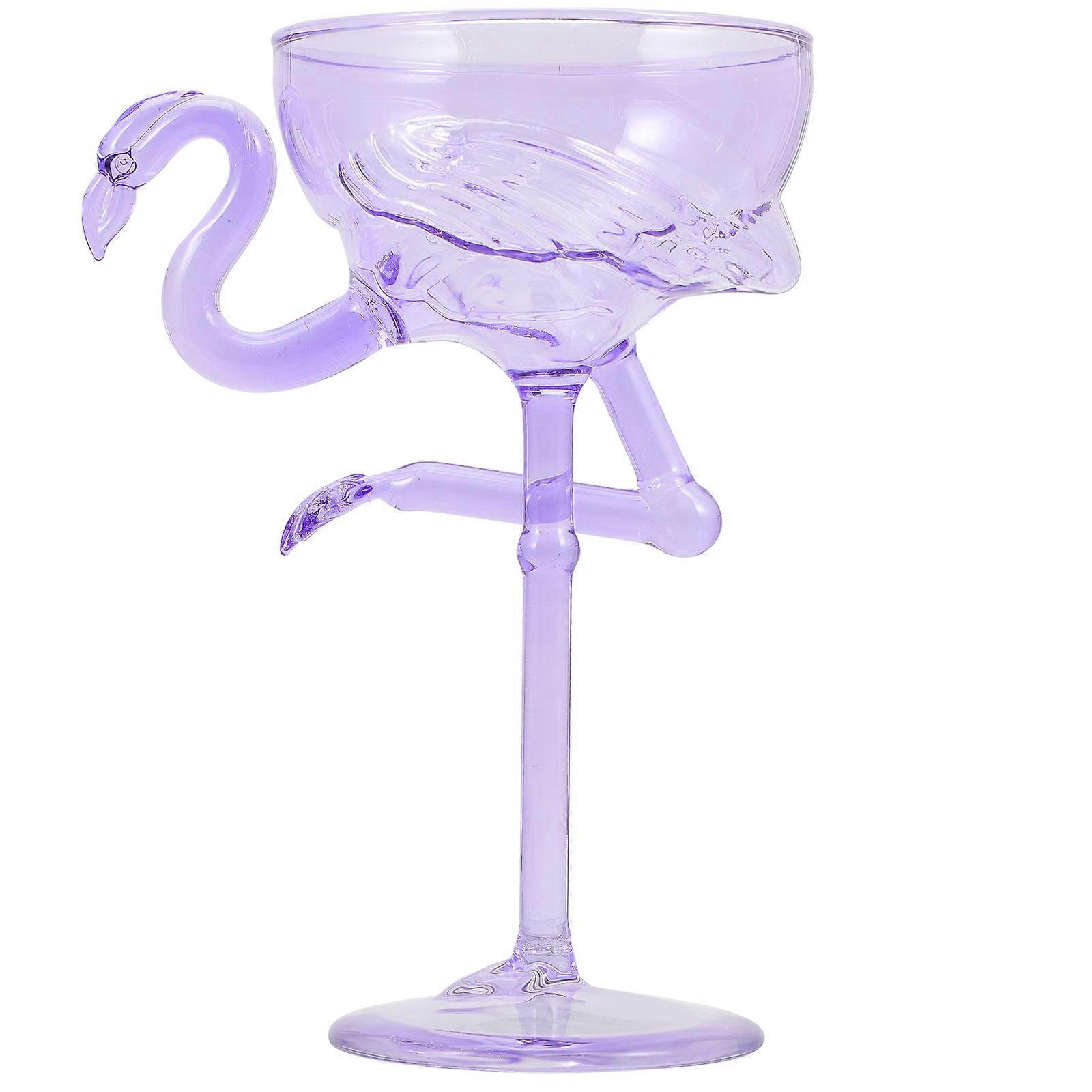 Goblets Glassware Flamingo Footed Cup For Entertaining Guests Purple 6.7×5.9×3.5in 1Pcs