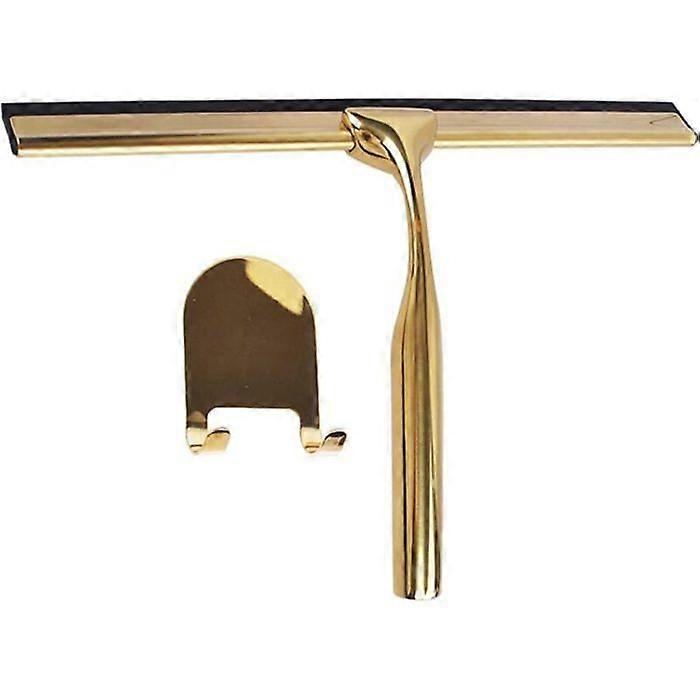 Gold Stainless Steel Shower Squeegee with Non-Slip Handle for Bathroom, Door, Car Mirror with Hook