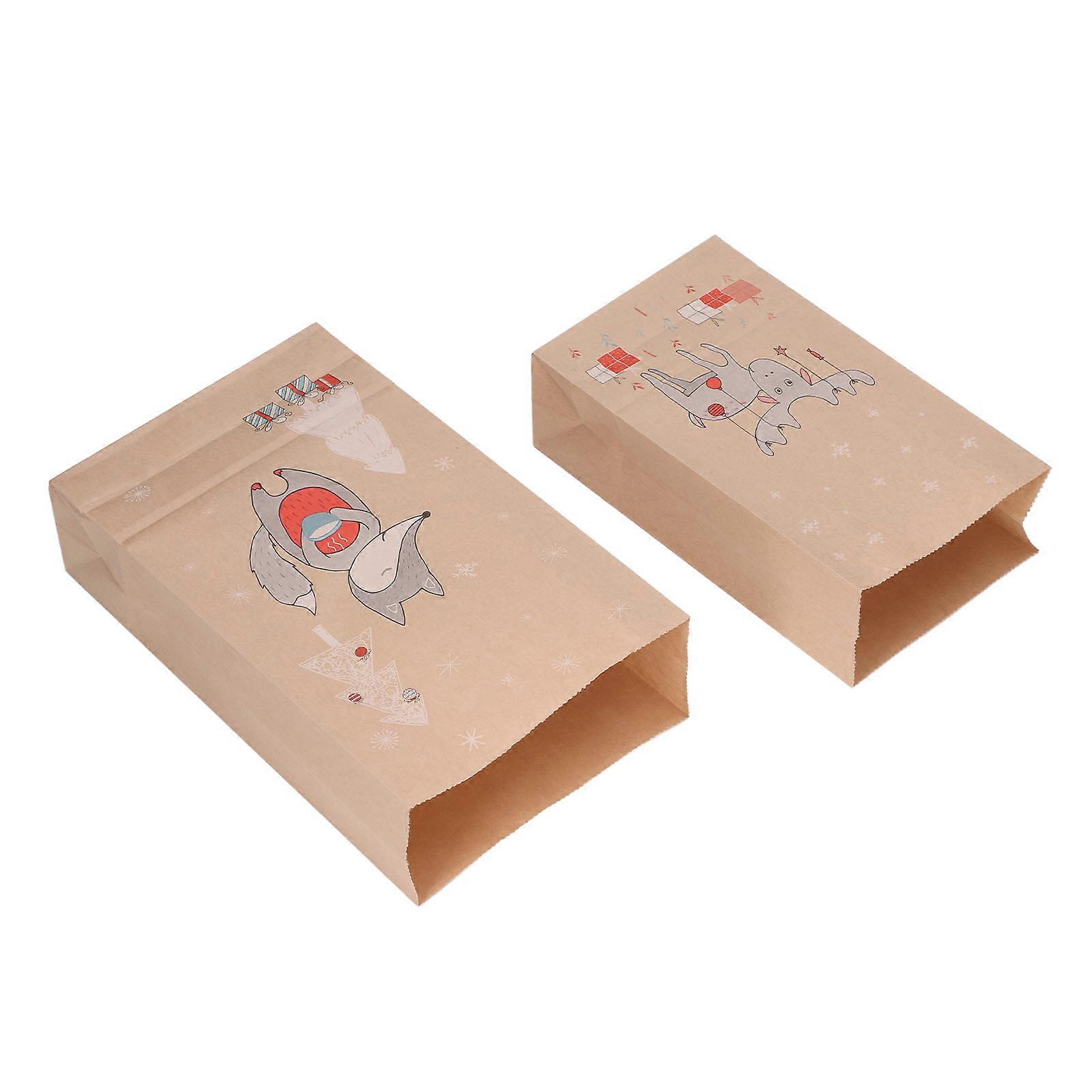 48 PCS Christmas Gift Bag Cute Pattern Kraft Paper Gift Bag with Stickers for Holiday Activities Parties
