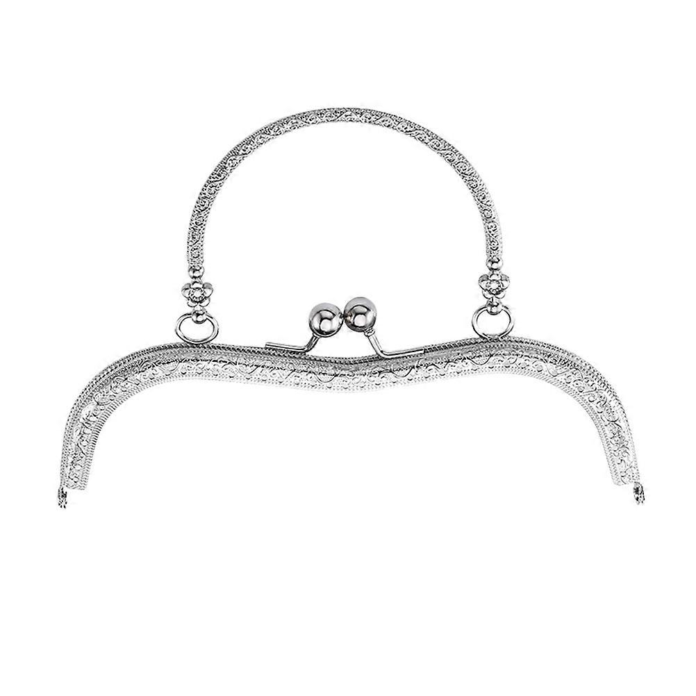 Silver Retro Purse Frame with Beads for Bag Making Accessories Vintage Alloy Clasp 19cm