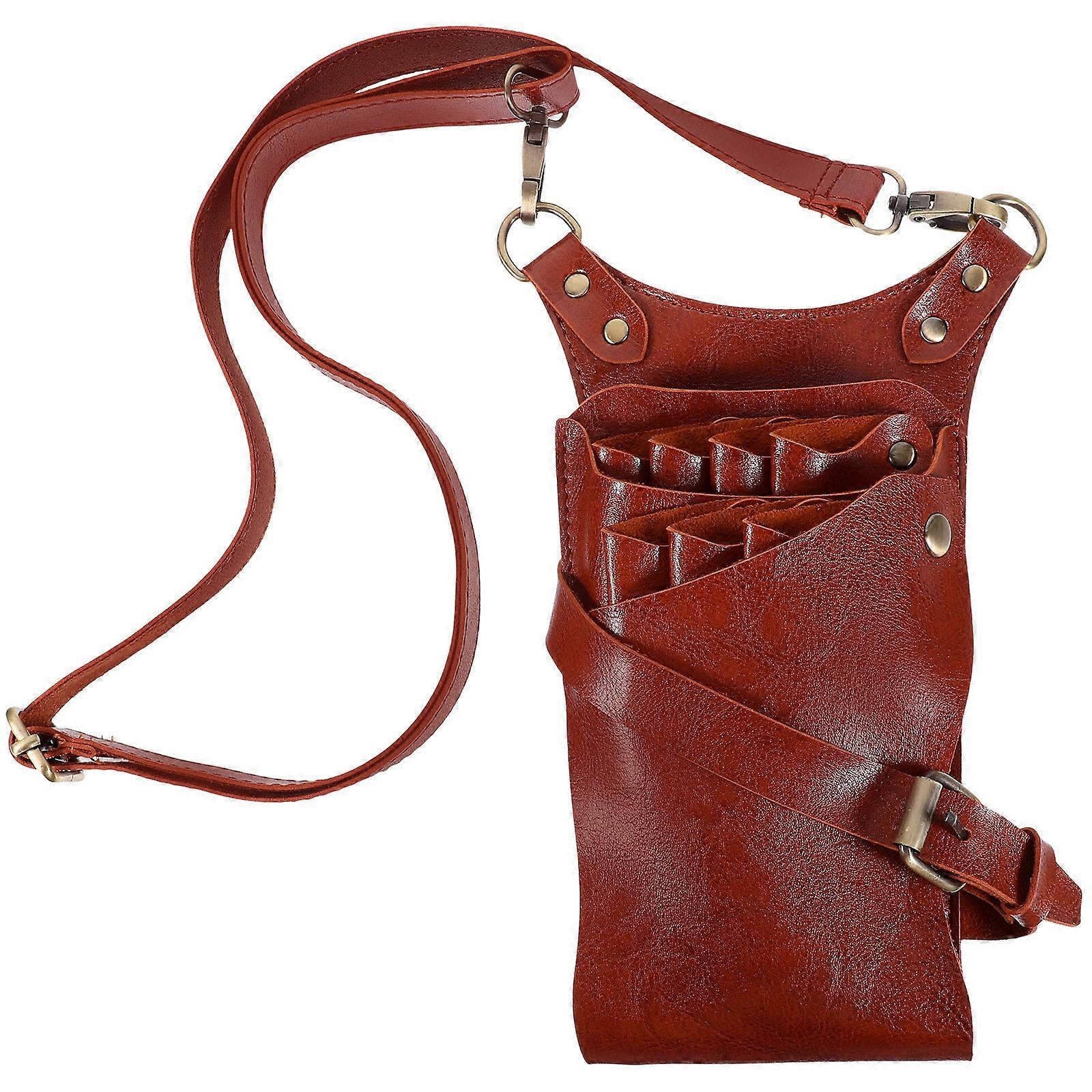 Barber Comb Pouch Brown Scissors Pocket for Salon Keep Tools Handy Durable