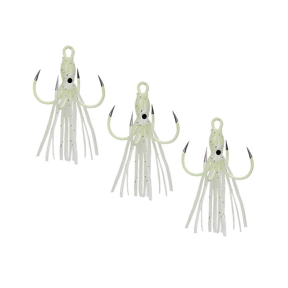 Squid Bait Four Claw Hook for Fishing 3Pcs Night Light Lures