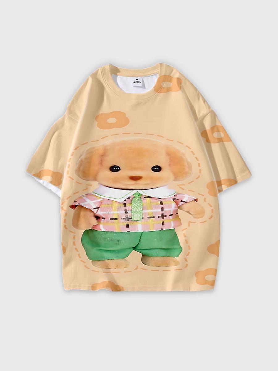 T-shirt round neck Role Pattern loose short sleeve D1896