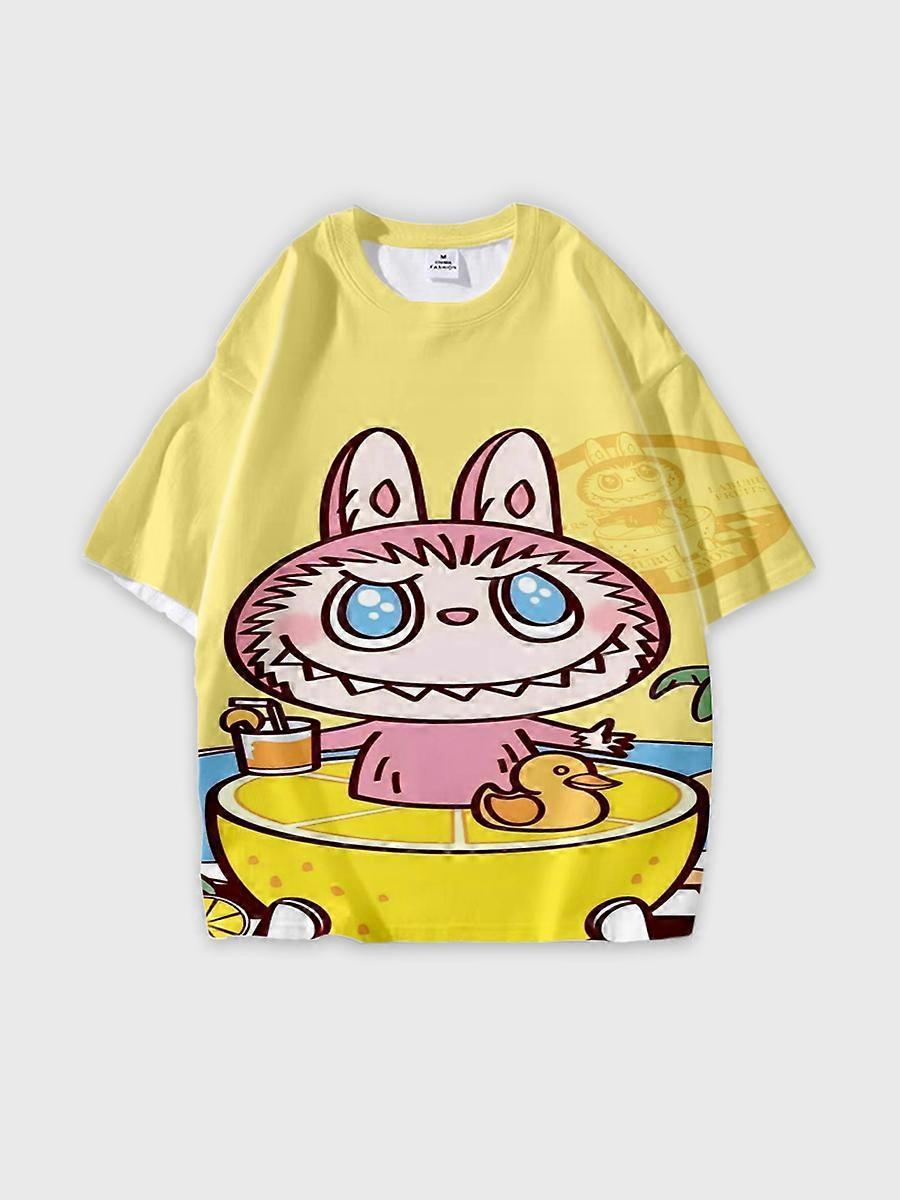 T-shirt round neck Pattern loose short sleeve K712