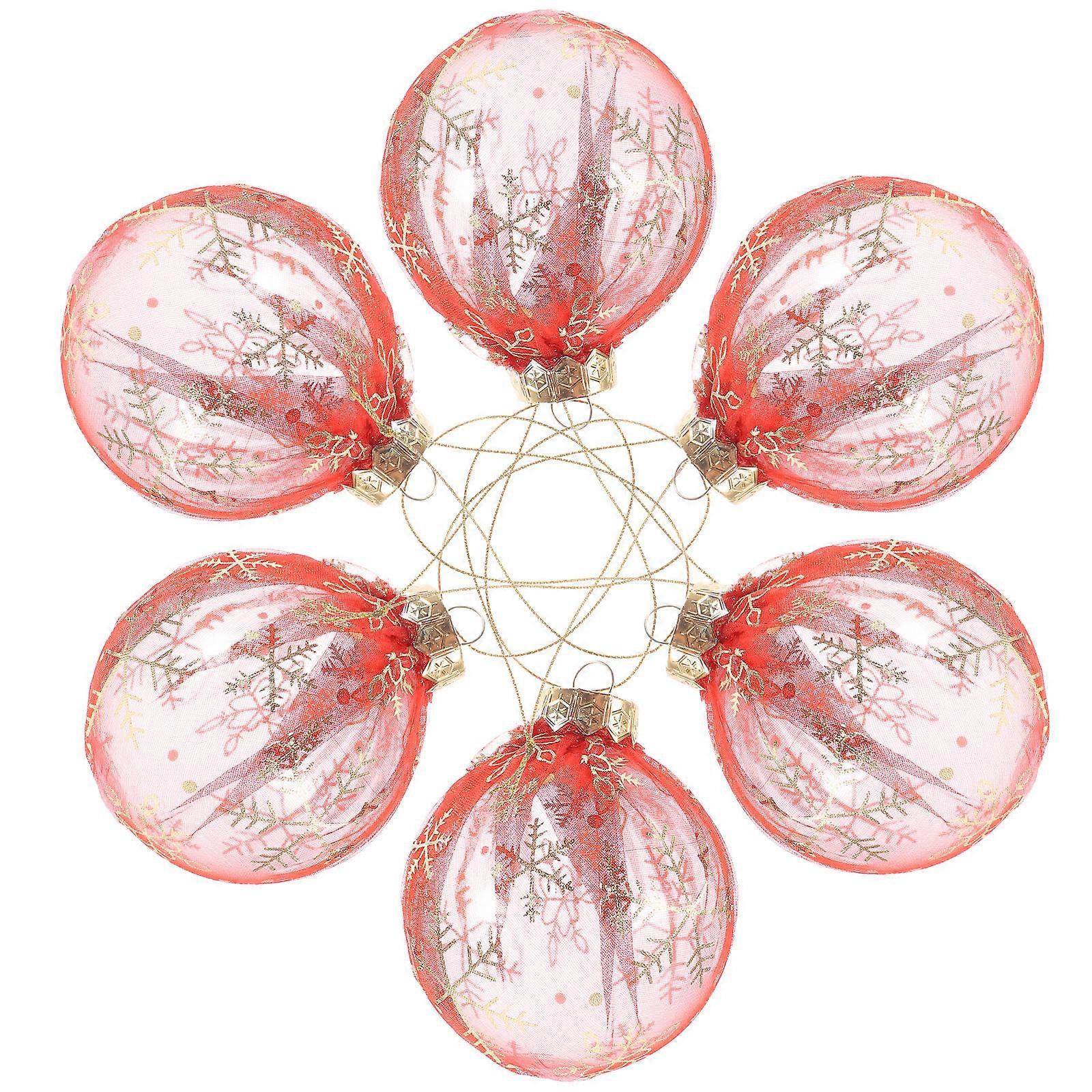 Colorful Tree Pendants Christmas Tree Hanging Balls Decoration For Christmas 7 5X7 5X8 5CM Watermelon Red Round Shaped 6Pcs