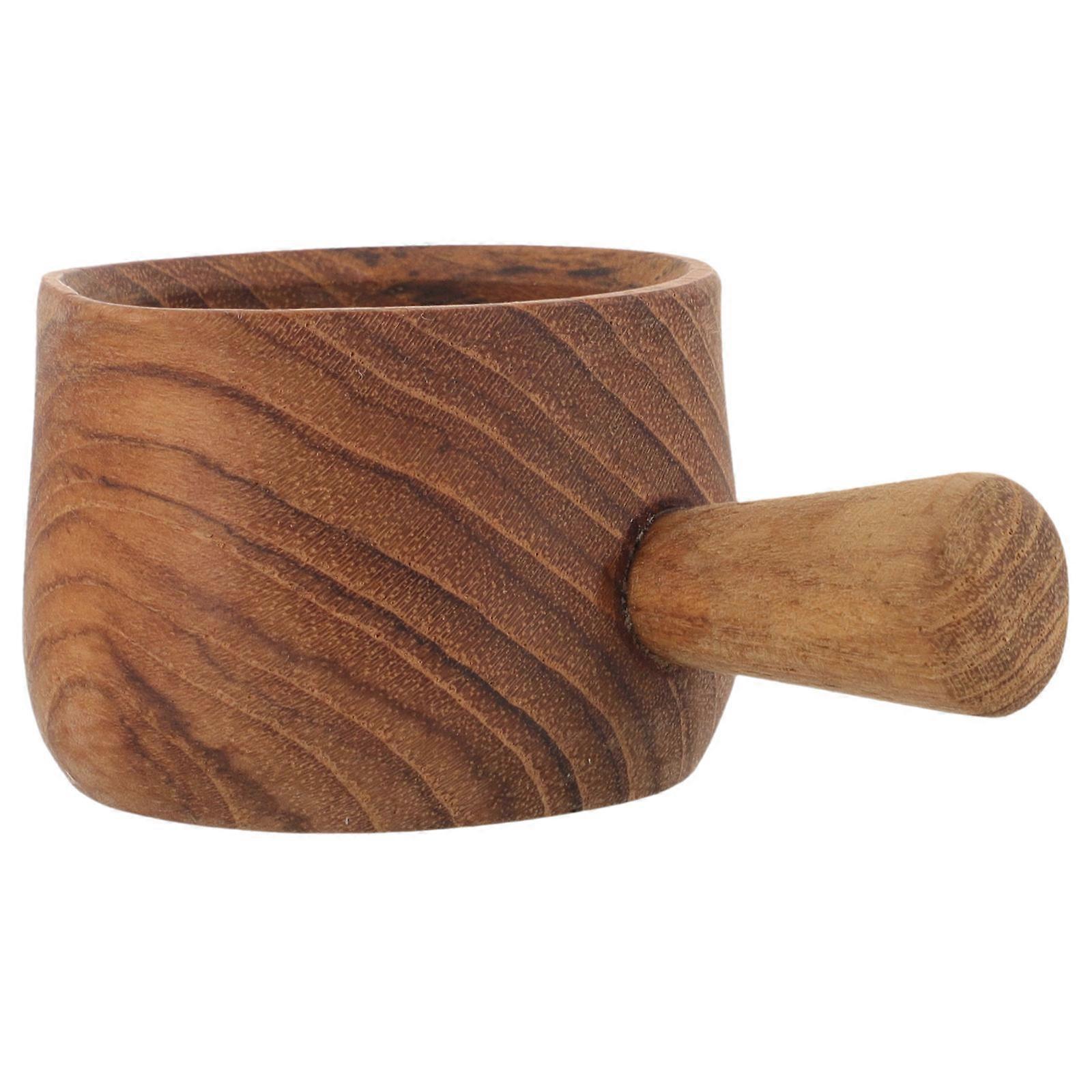Wooden Creamer, 1.5oz Coffee Milk Creamer Pitcher, Mini Honey Syrup Sauce Pitcher Mini Creamer With Wood Handle Creative Milk Frothing Cup Creamer Jug