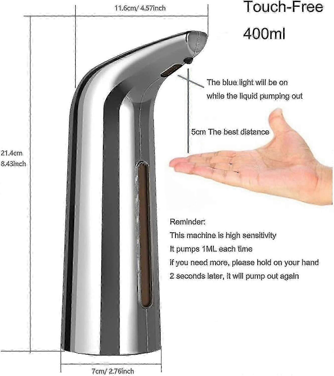 Automatic Soap Dispenser, Touchless Liquid Soap Dispenser Silver, Touchless Hand Sanitizer Dispenser