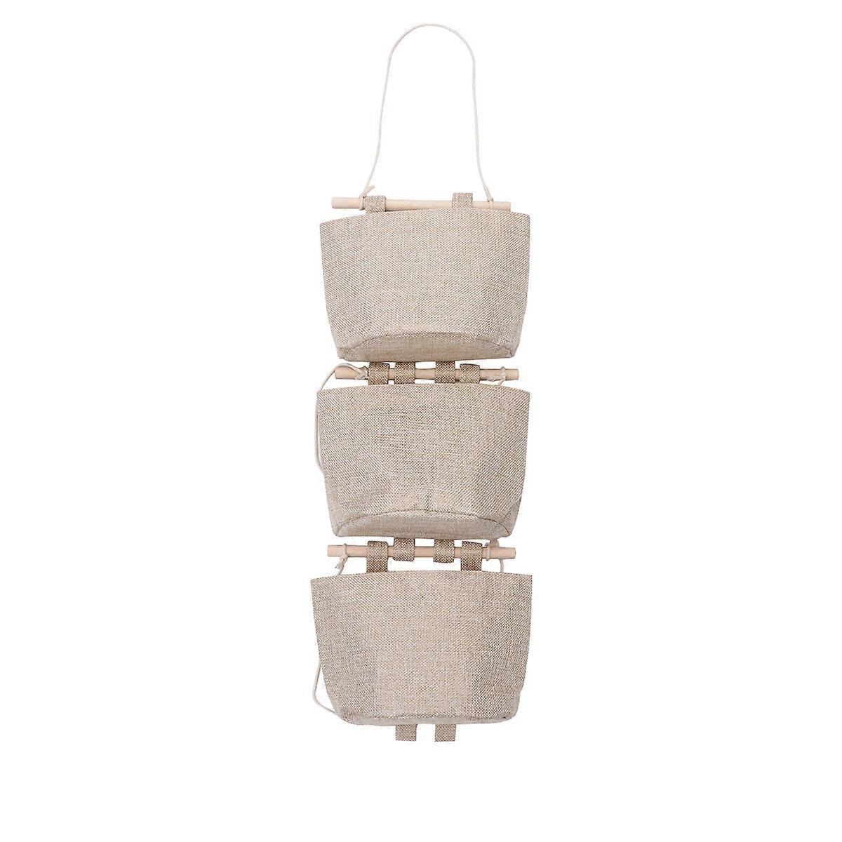 Wall-Mounted Sock Storage Bag 1 Set Artistic Storage Pouch Suitable For Shop Beige Space Saving 3Pack