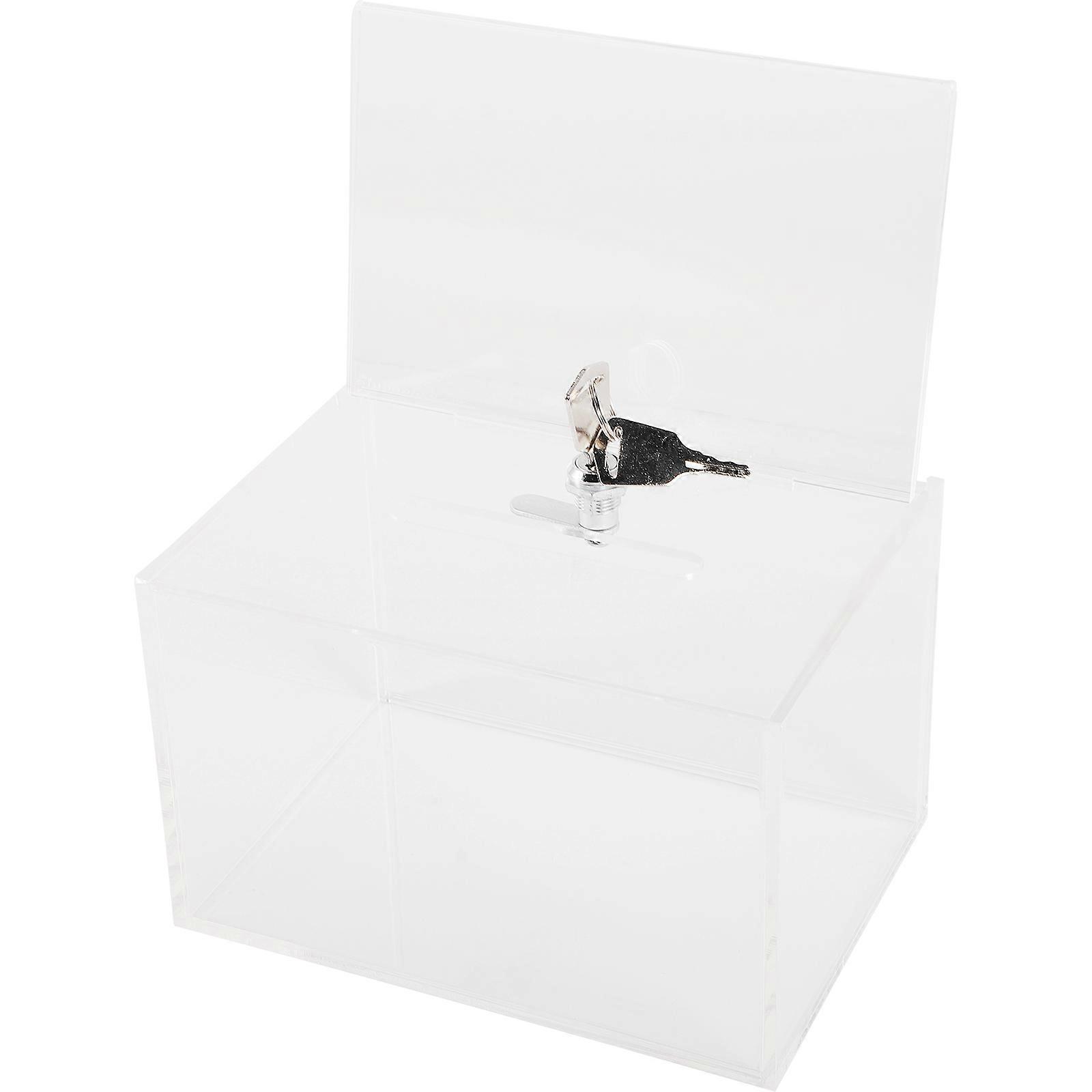 Transparent Acrylic Donation Box with Lock for Fundraising and Storage Use 12.5x6x10 Inches