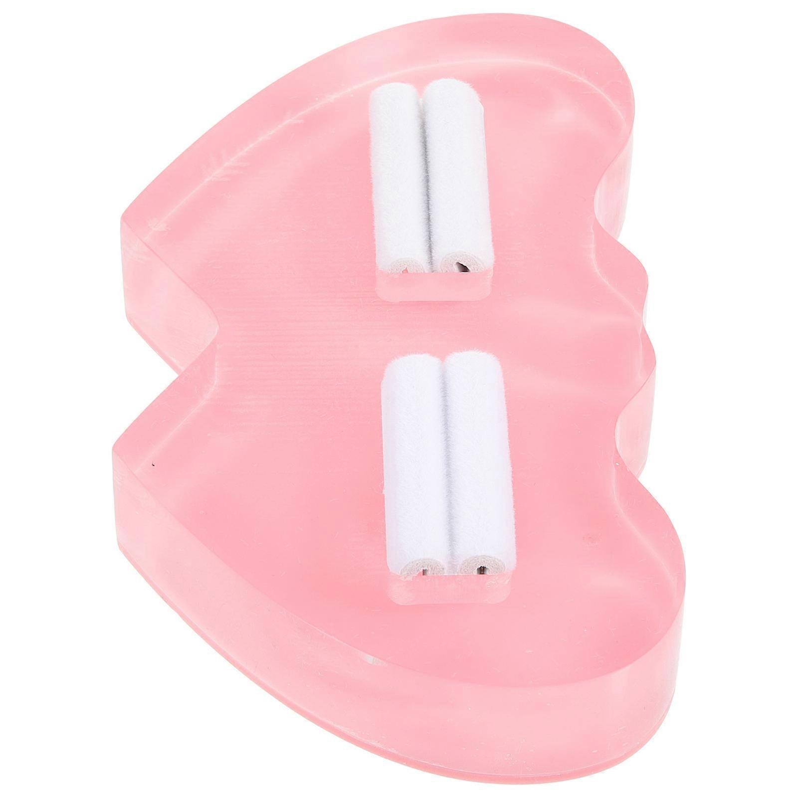 Rings Display Stand Pink Acrylic Small Ring Holder with Heart-Shaped Design for Display