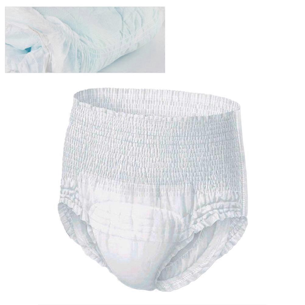 Adult Diaper Disposable Underwear with Maximum Absorbency and Odor Control White PE and Cotton L Size
