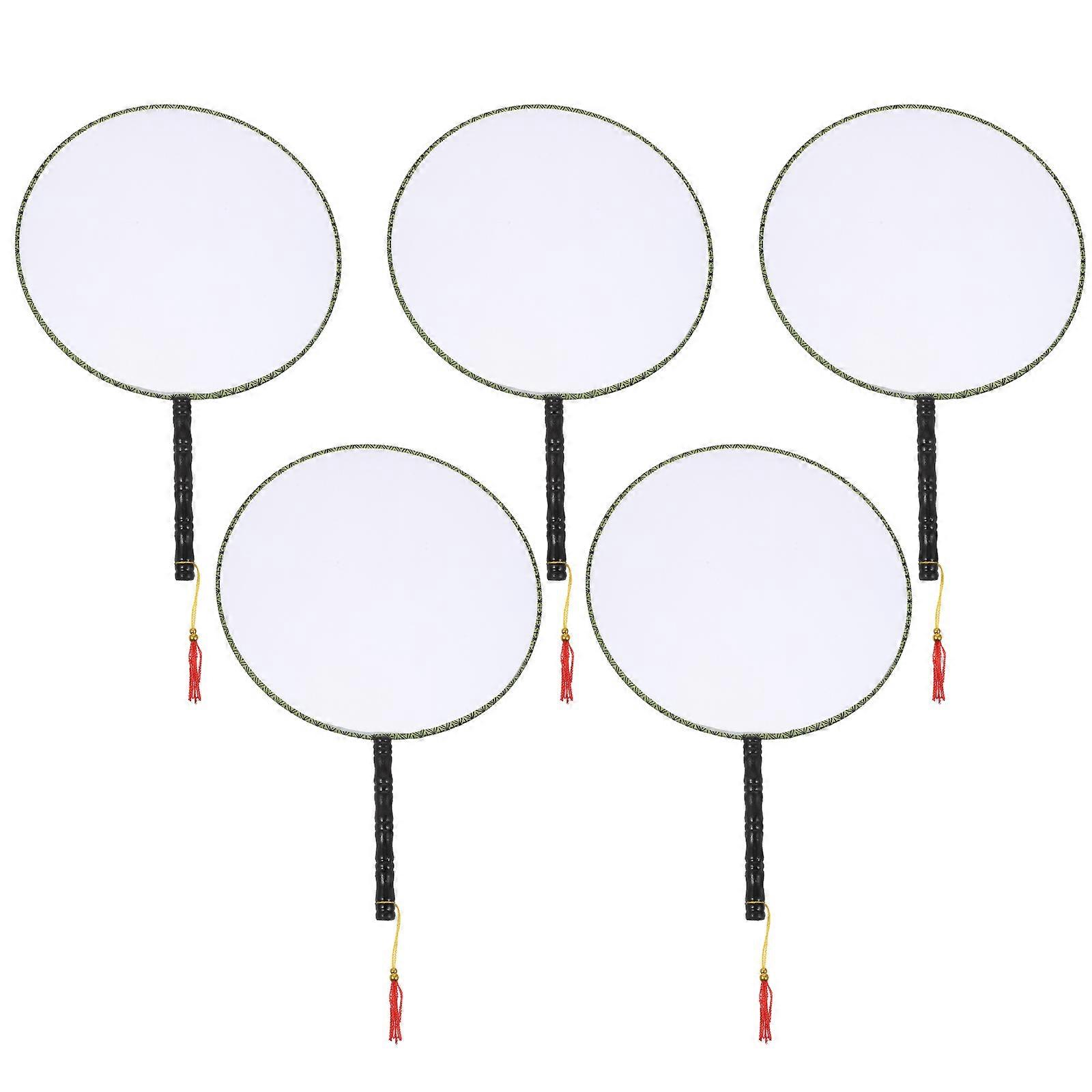 5pcs Blank DIY Handmade Drawing Fan for Creative Art Painting, Hanging Knot Style Craft Kit for Kindergarten Color Recognition and Art Projects