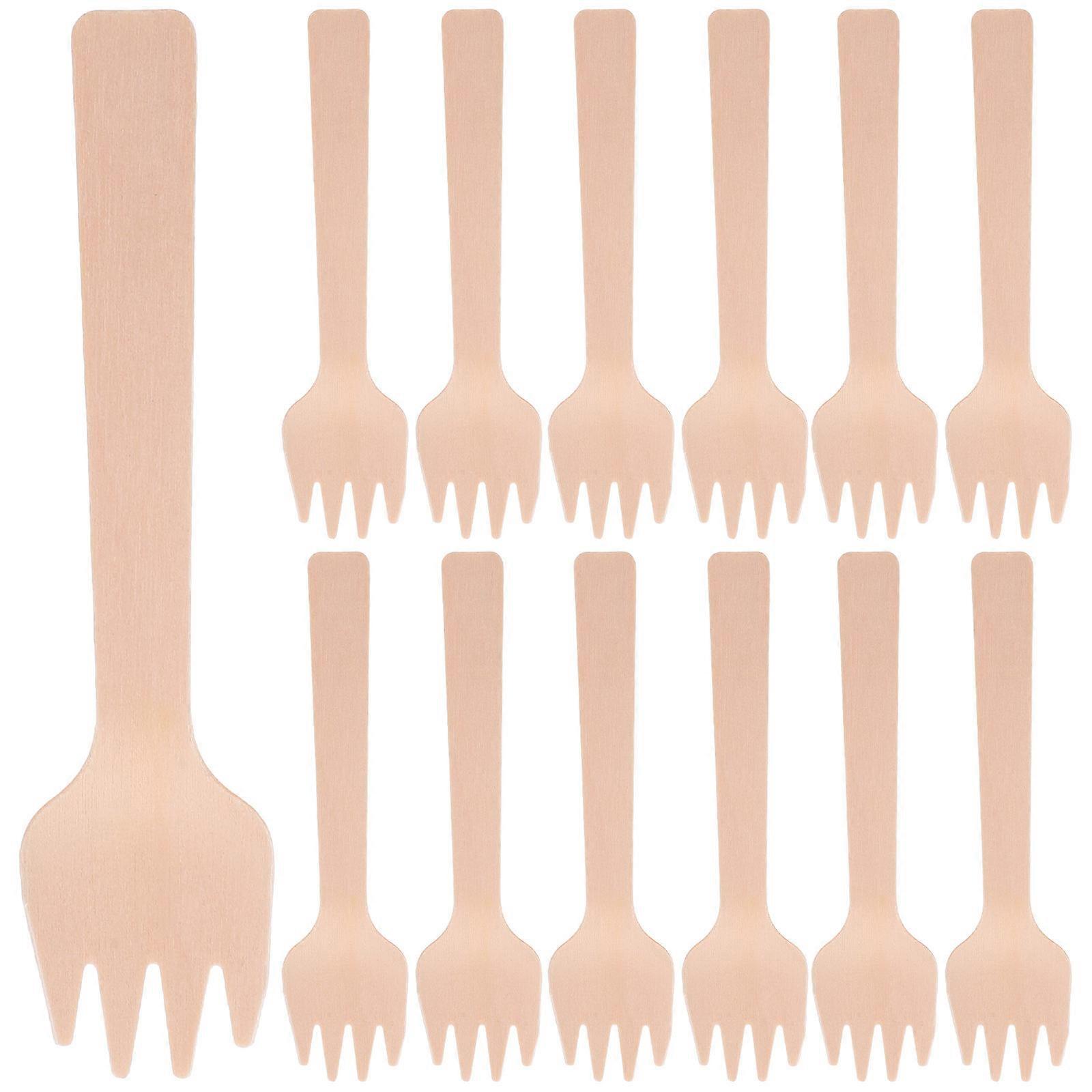 100pcs Mini Biodegradable Wooden Forks for Desserts, Fruits, Appetizers & Salads – Ideal for Parties, Restaurants & Gatherings