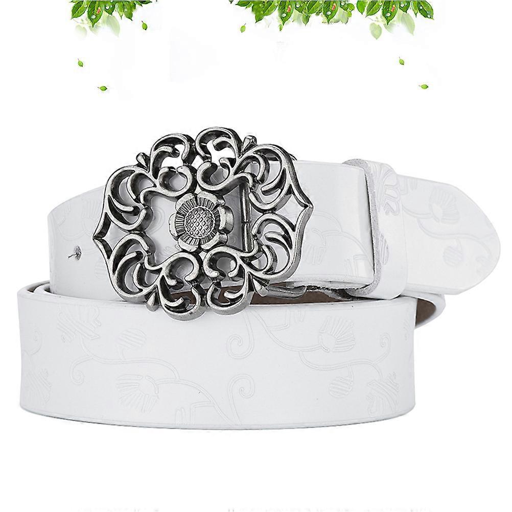 Femmes Ceinture avec Fleur Forme Boucle Design Vintage Confortable pour un usage quotidien Blanc 110cm