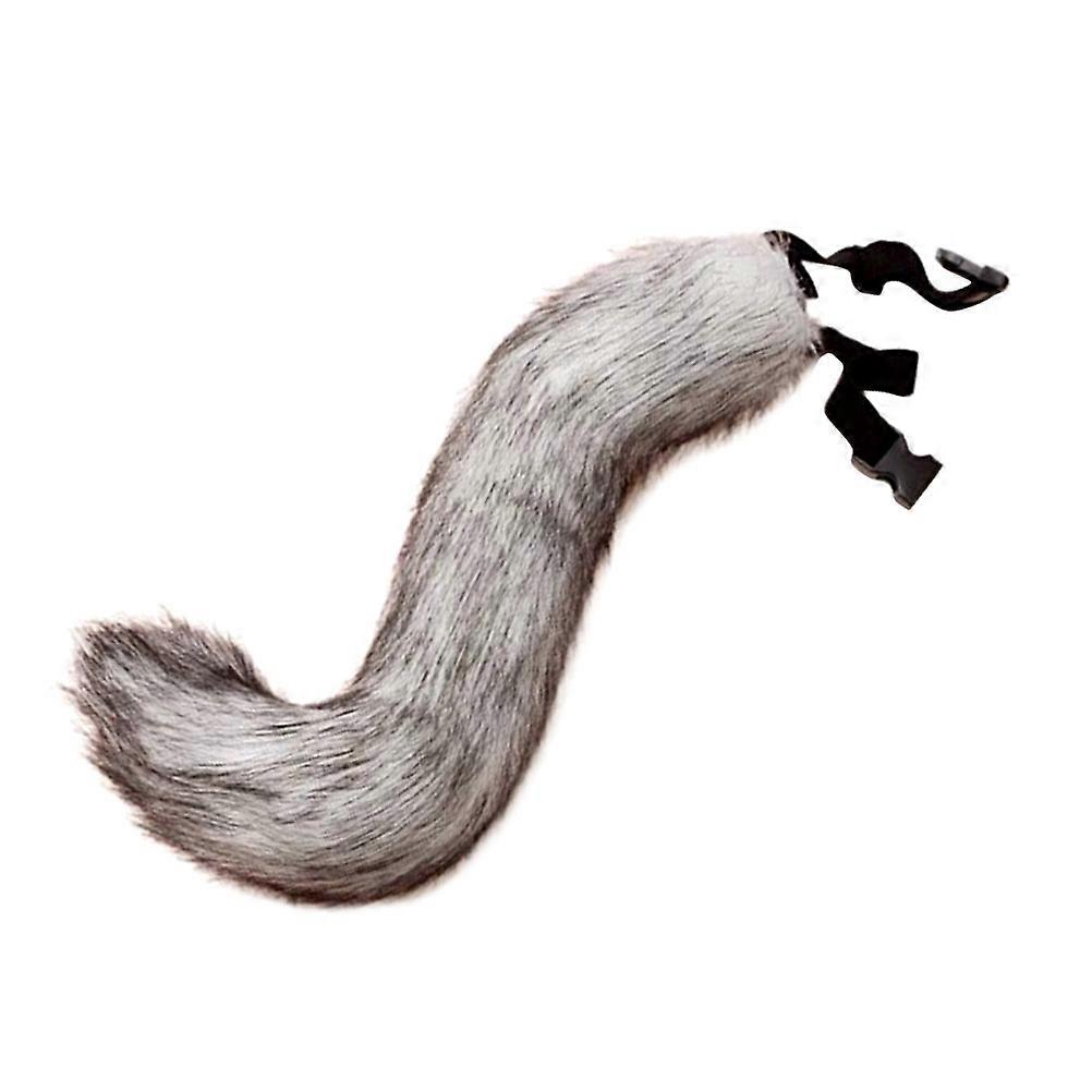 ذيل متعدد الاستخدامات 1 عبوة ملحق زي رمادي صناعي مع حزام قابل للتعديل مثالي لحفلات الهالوين الأطفال والمراهقين والكبار يرتدون ملابس