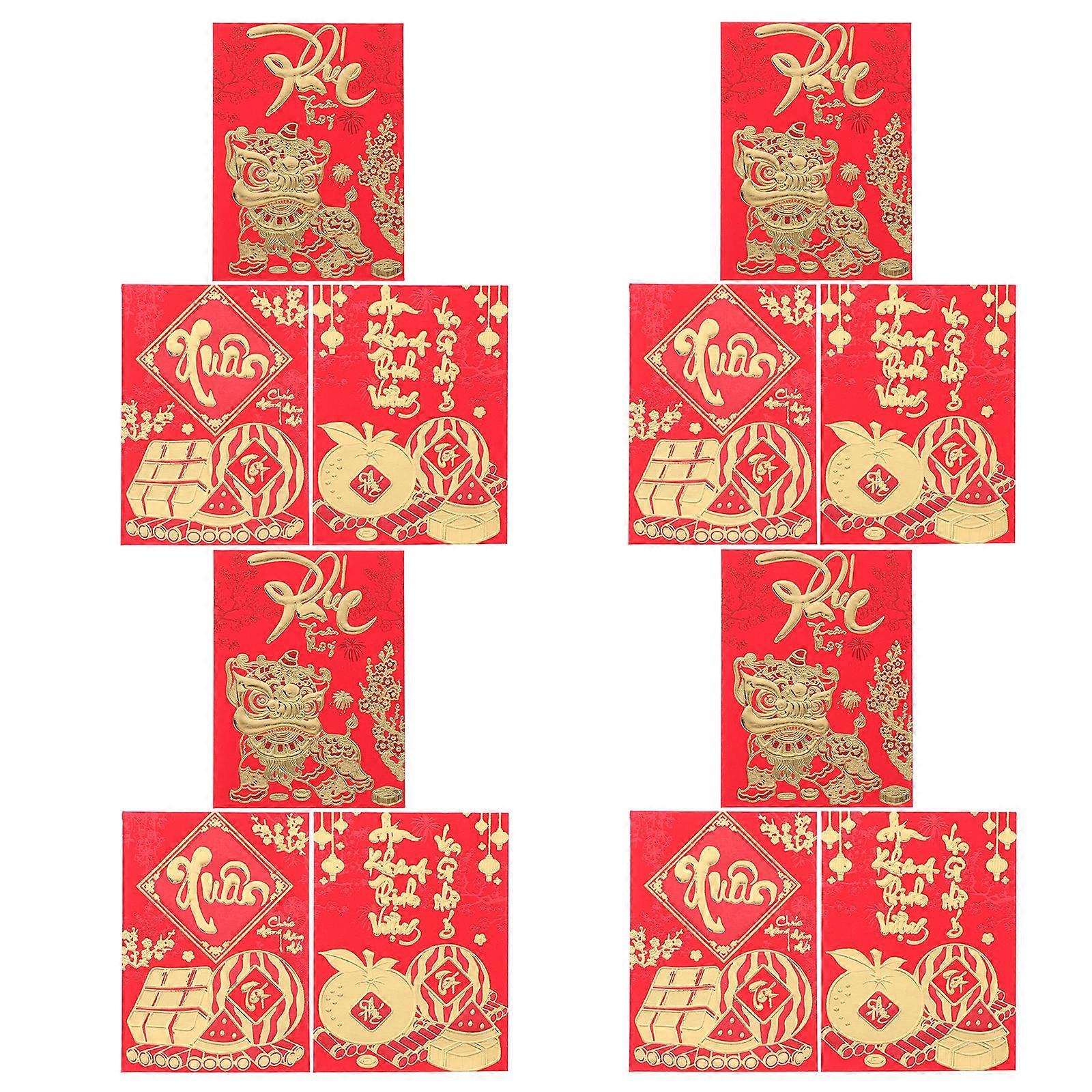 36pcs Vietnamese Lunar New Year Red Envelopes Traditional Red Pockets for Spring Festival Celebration Design Money Envelopes Party Supplies for