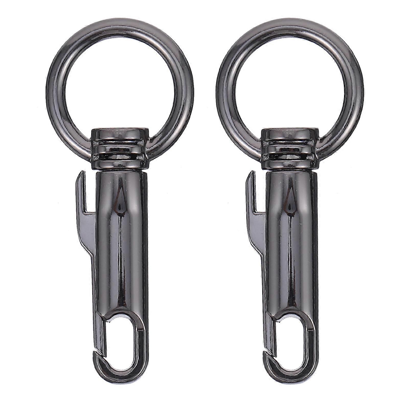 Black Metal Bag Snap Hooks with Key Ring Clasps for DIY Craft and Handbag Maker 2Pcs