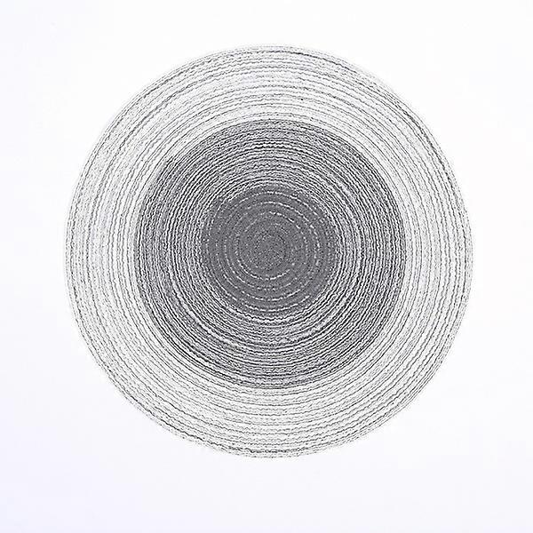 Dining table set with 4 round steel gray placemats