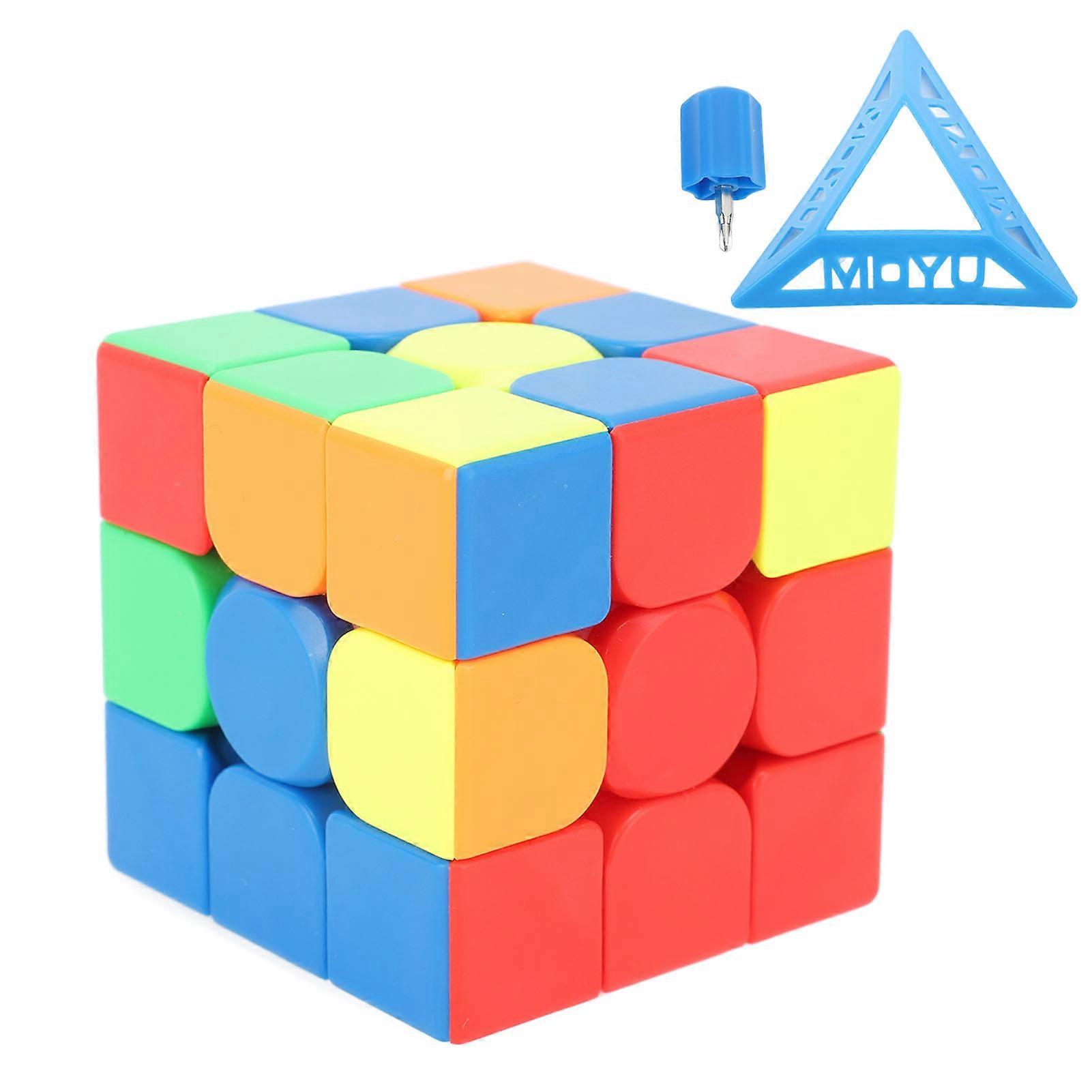 3 X 3 Magnetic Speed Puzzle Stickerless Easy Turning Intelligence Cultivation Magnetic Speed Puzzle Toy with Bracket