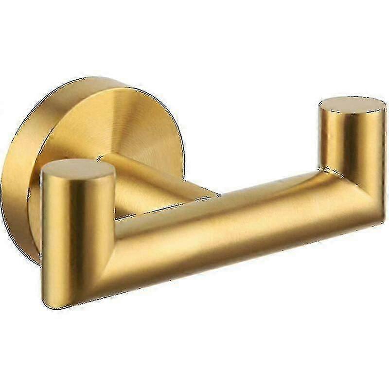 バスルームローブフックブラッシュゴールドダブルバスルームフック、Sus304ステンレススチールバスタオルラック、ダブルローブハンガーウォールマウント - ブラッシュドゴールド