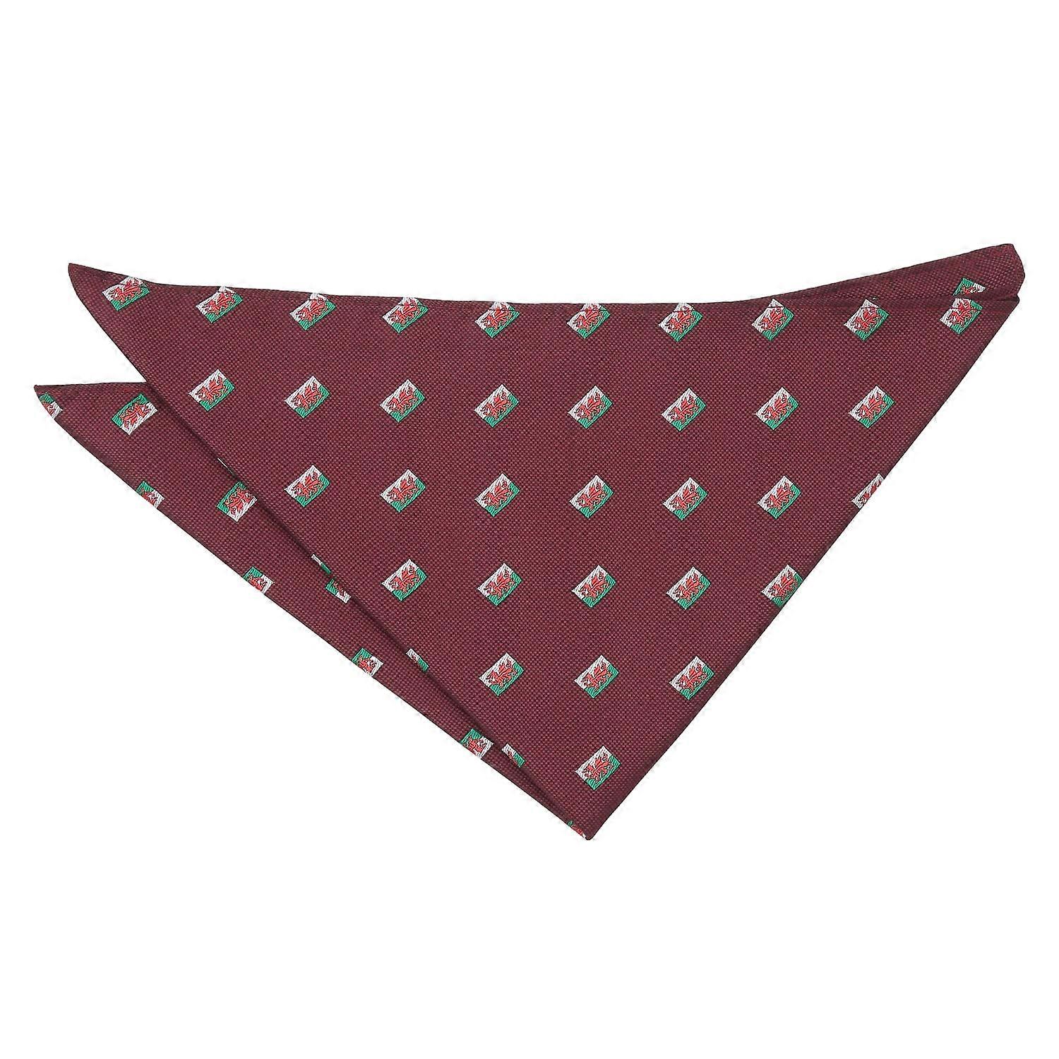 Burgundy Welsh Flag Embroidered Pocket Square