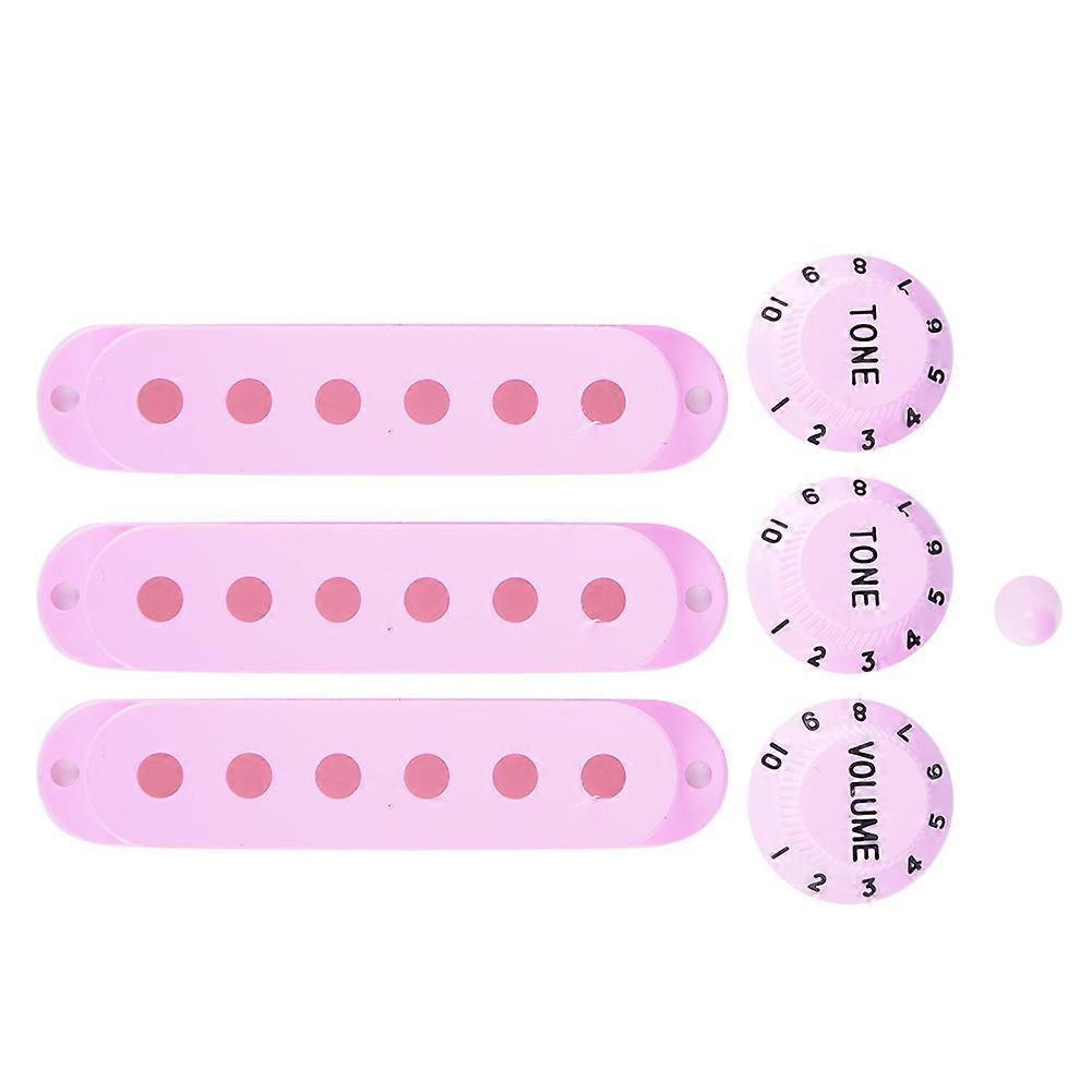 Electric Guitar Pickup Cover 6 Hole Single Coil Switch Tip Holder Tone Knobs Set Pink