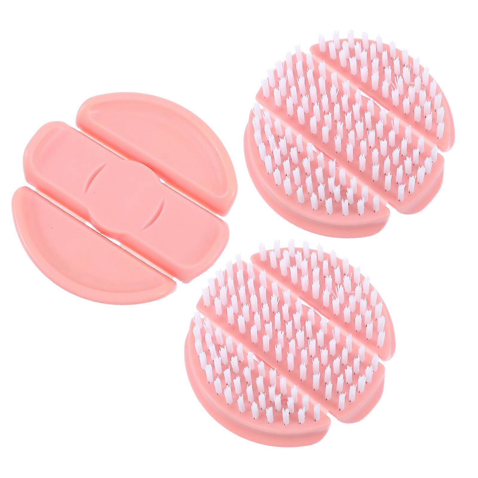 Plastic Cleaning Brush For Kitchen Use 3Pcs Pink Color Suitable For Food Preparation And Kitchen Cleaning Multifunctional Helper