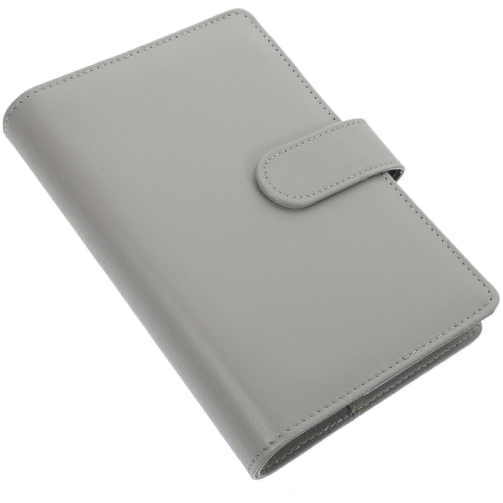 PU Notebook Cover A6 Size For School And Office Grey Protection 1Pack