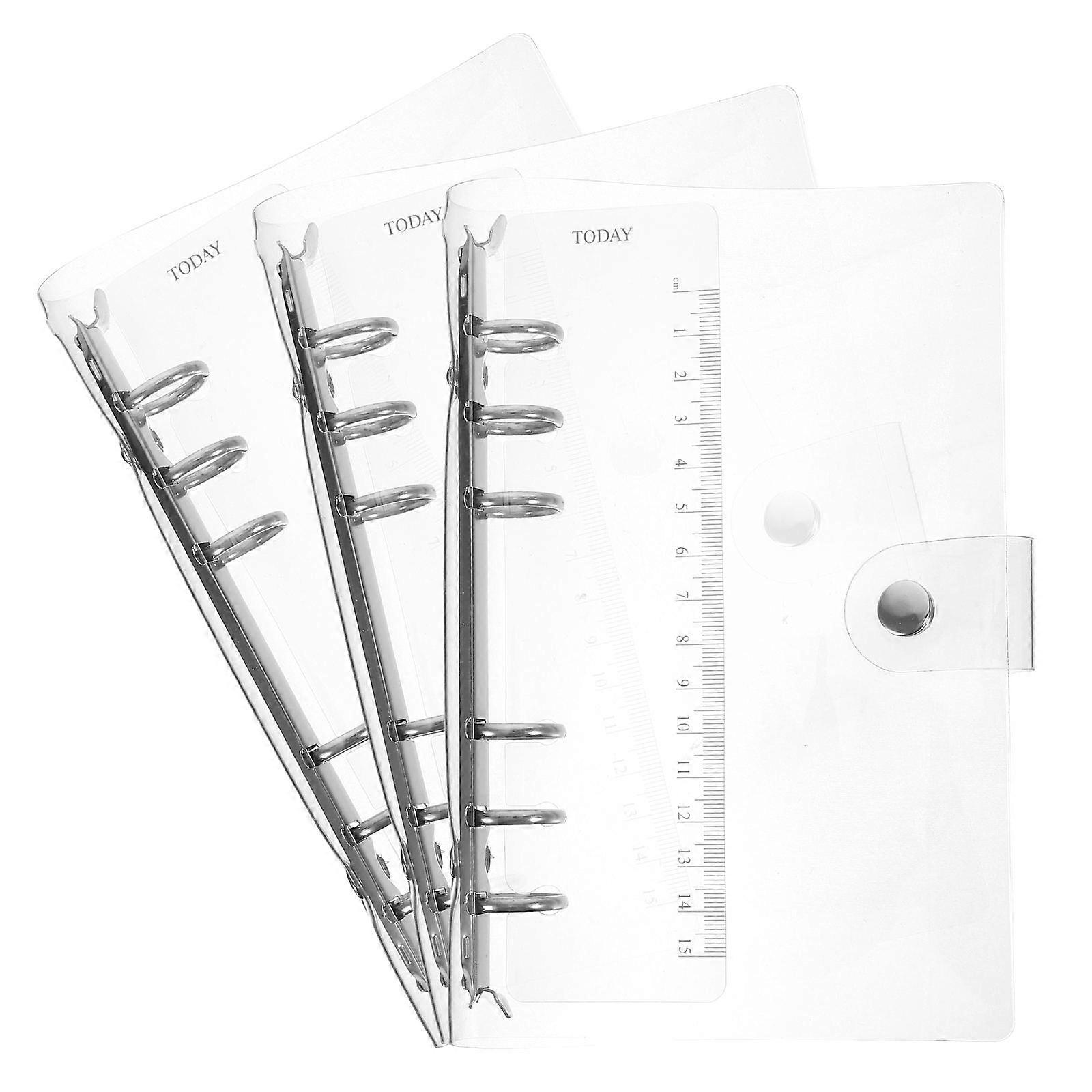 3Pcs Clear PVC Binder Cover for Notebook Protection with Transparent Protective Case 6-Ring Binder